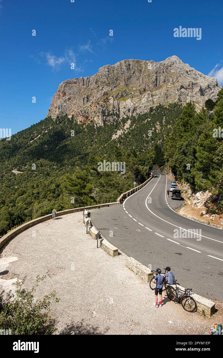 mirador de Monnaber, carretera del Puig Major, Fornalutx, Mallorca, Balearic Islands, Spain Stock Photo