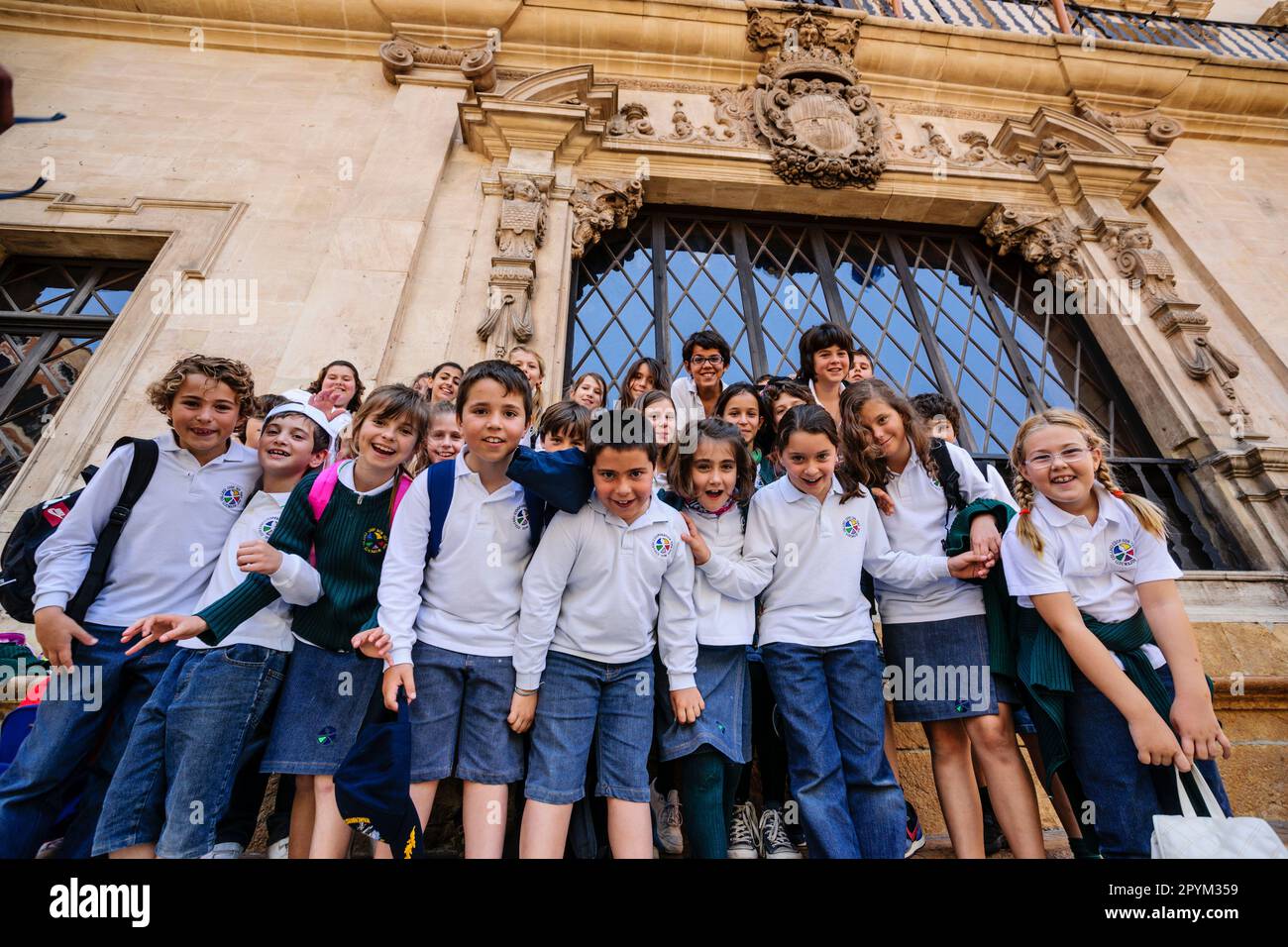 banco de los Sinofos frente a la fachada del ayuntamiento, plaza de Cort, Palma, mallorca, islas baleares, Spain, europa Stock Photo