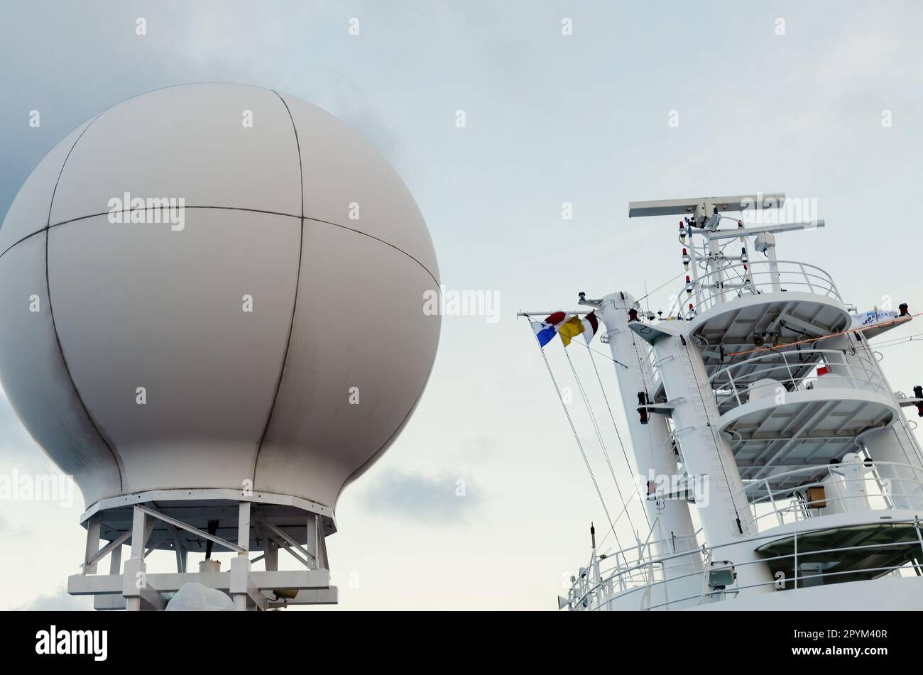 Control navigation radar set of antennas cruise ship Stock Photo Alamy