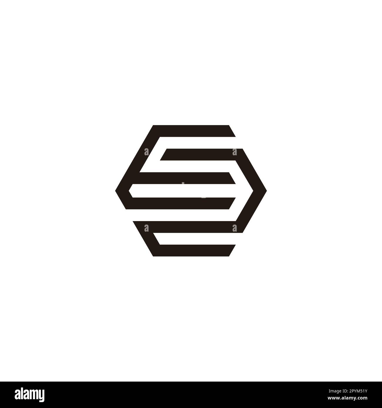 Letter E and number 2, hexagon geometric symbol simple logo vector Stock Vector