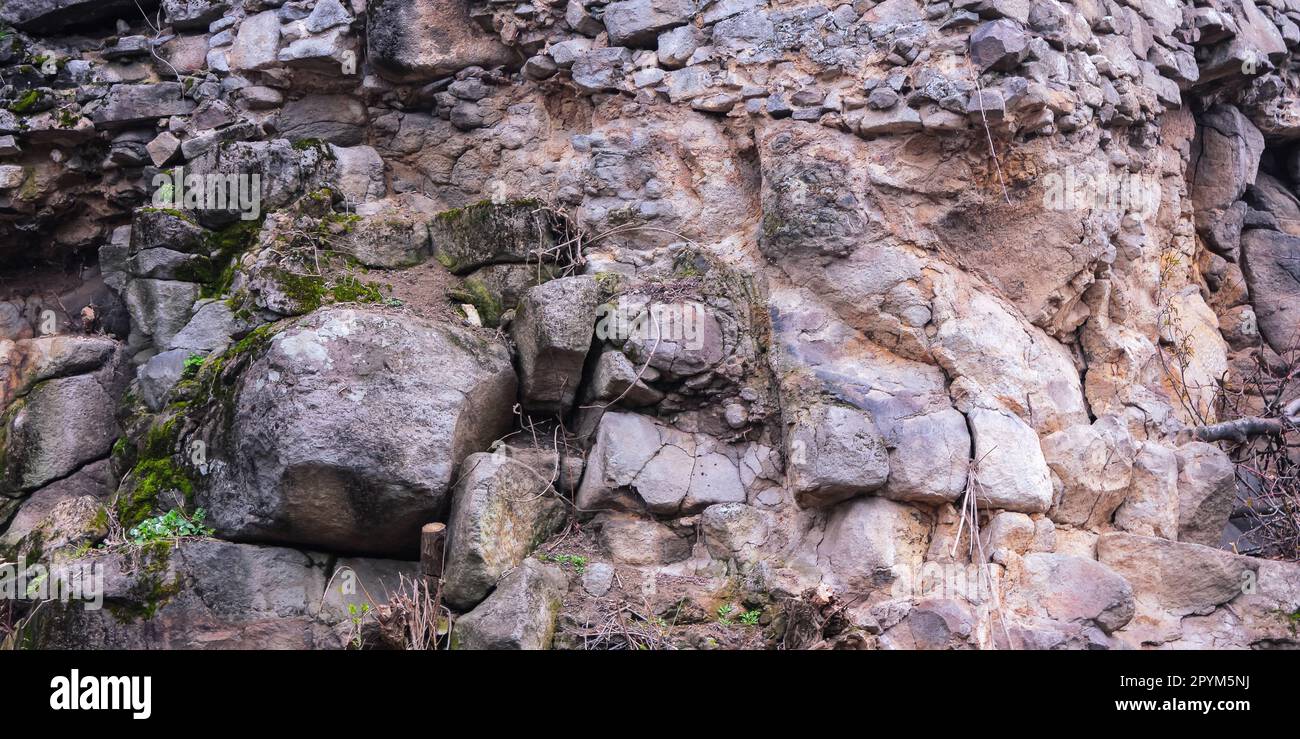 vintage stone masonry. ancient architectural background Stock Photo