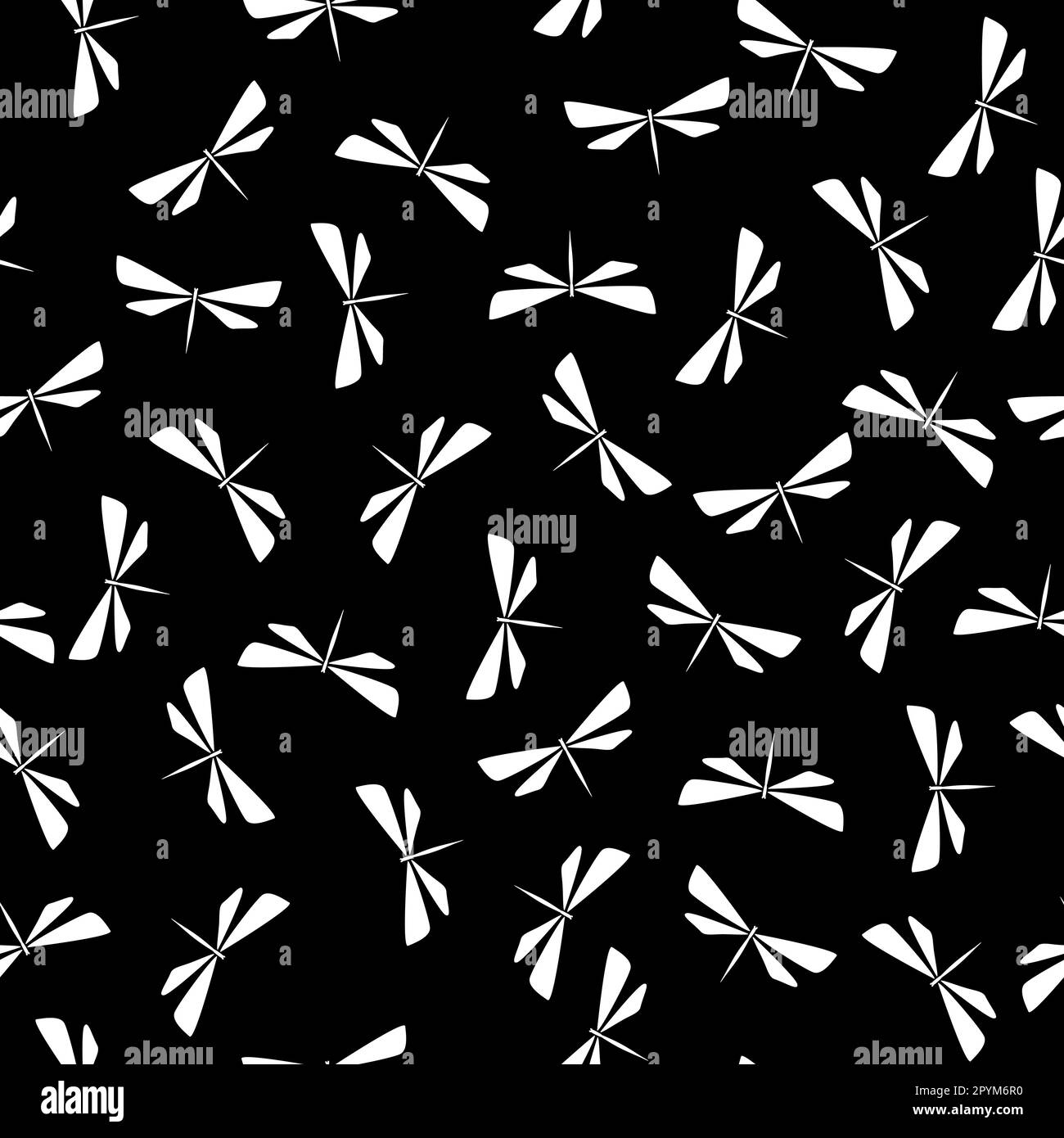 Seamless pattern with dragonfly silhouettes. Design perfect for fabric ...