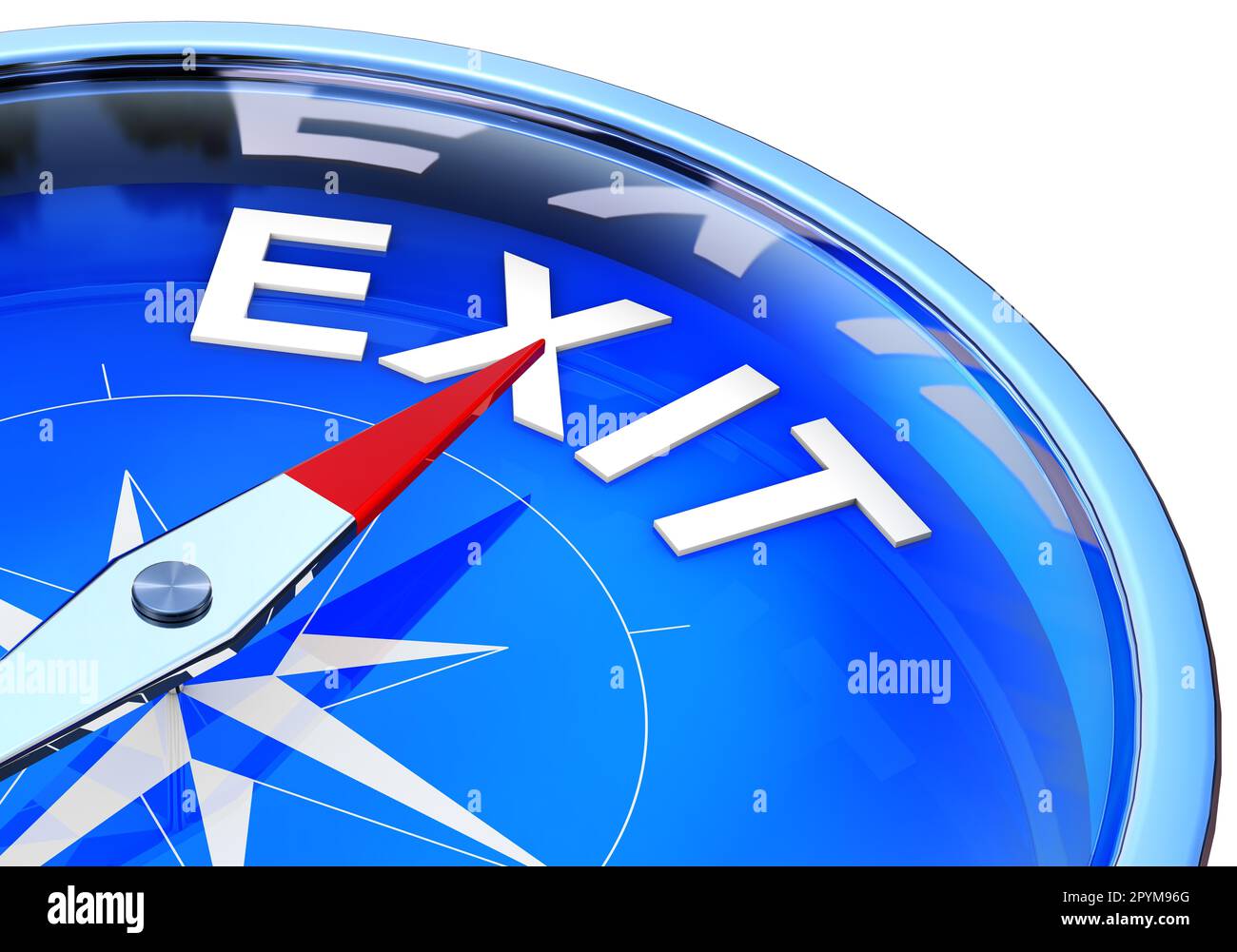 3D rendering of a compass with an exit icon Stock Photo Alamy