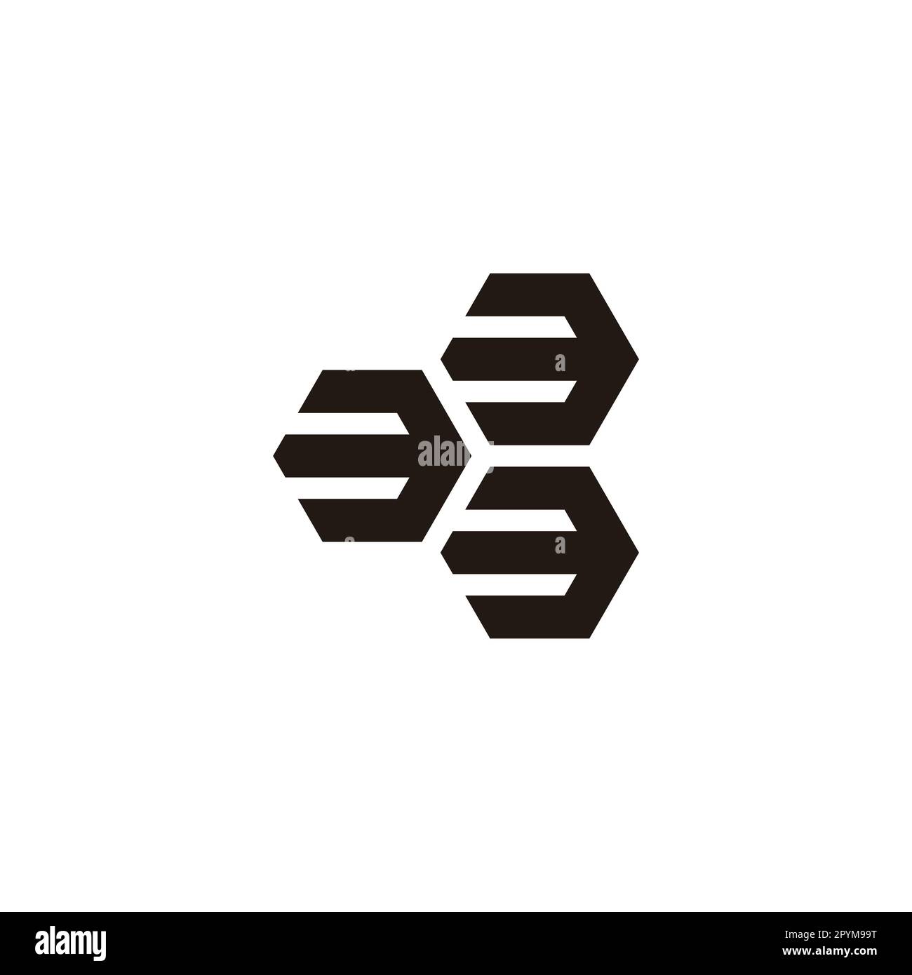 Numbers 3, hexagons geometric symbol simple logo vector Stock Vector