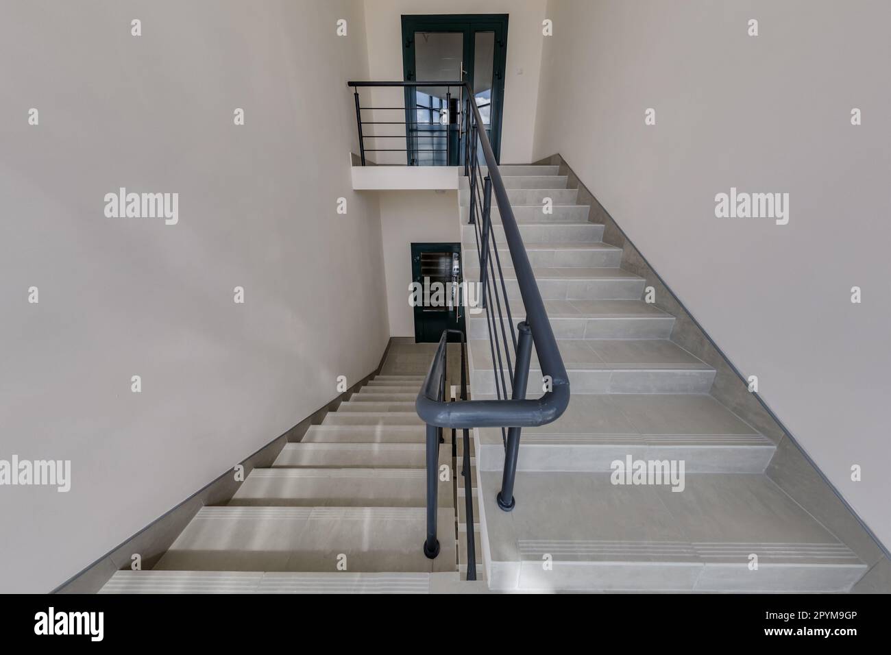 stairs emergency and evacuation exit stair in up ladder in a new office