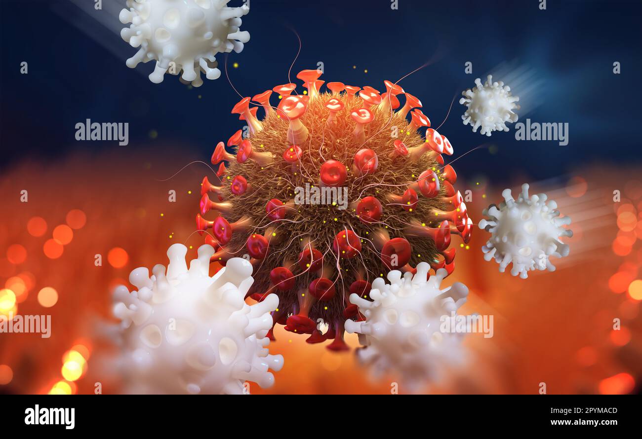 Viral infection. Immunity fights disease. White blood cells attack