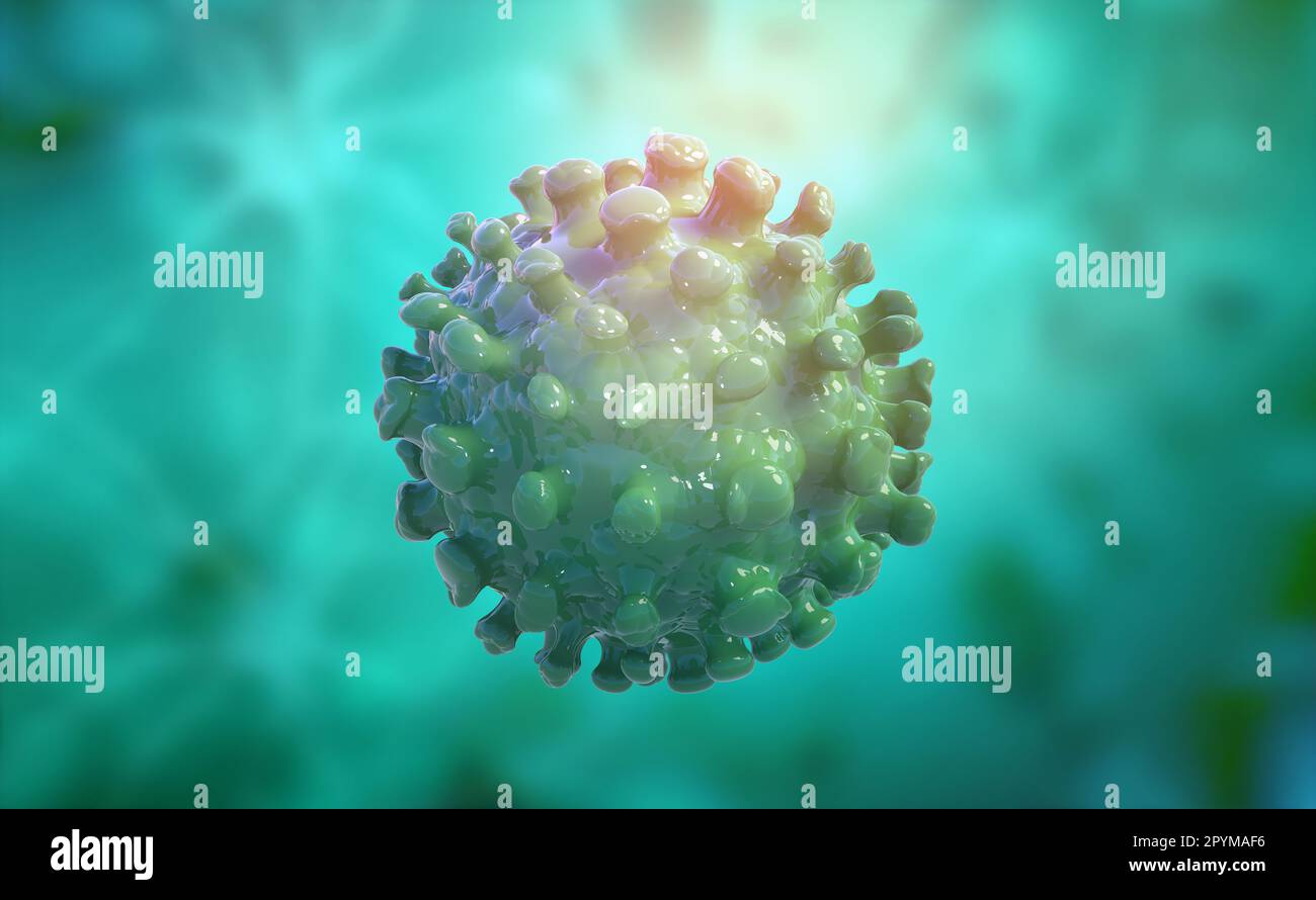 Viruses, germs, microbes, microorganisms under the microscope. 3D illustration of a microbe in high resolution Stock Photo