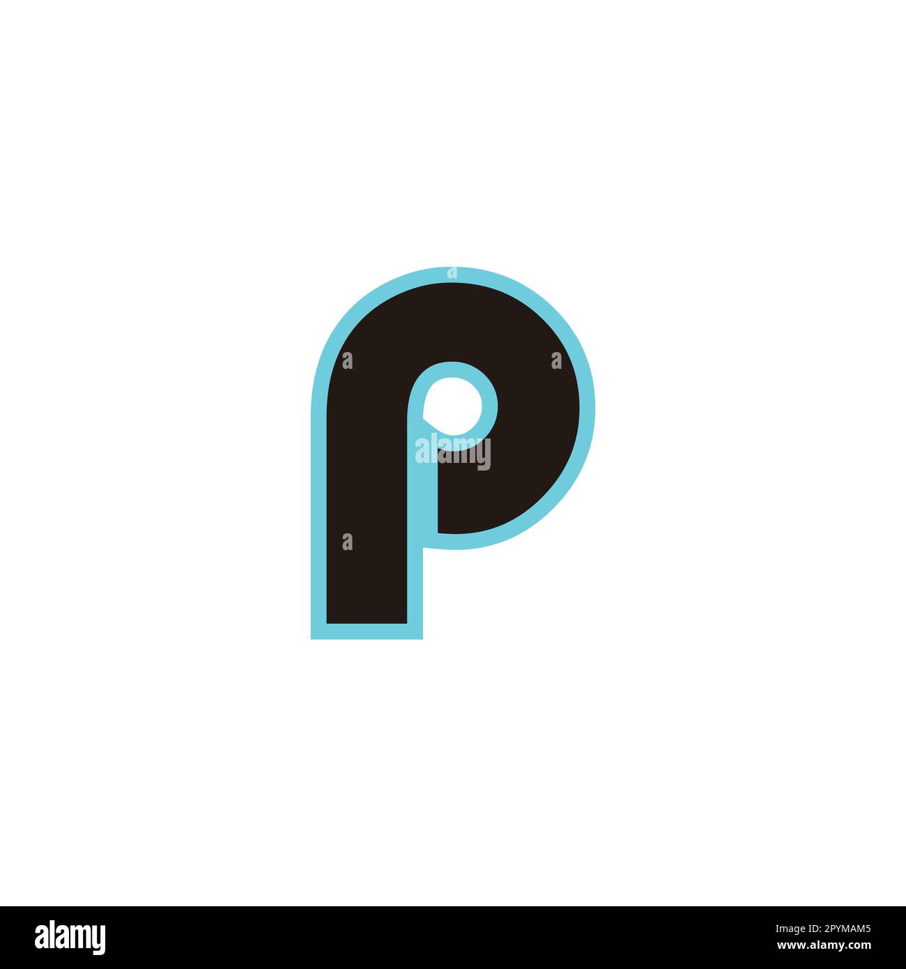 Letter P blue neon geometric symbol simple logo vector Stock Vector