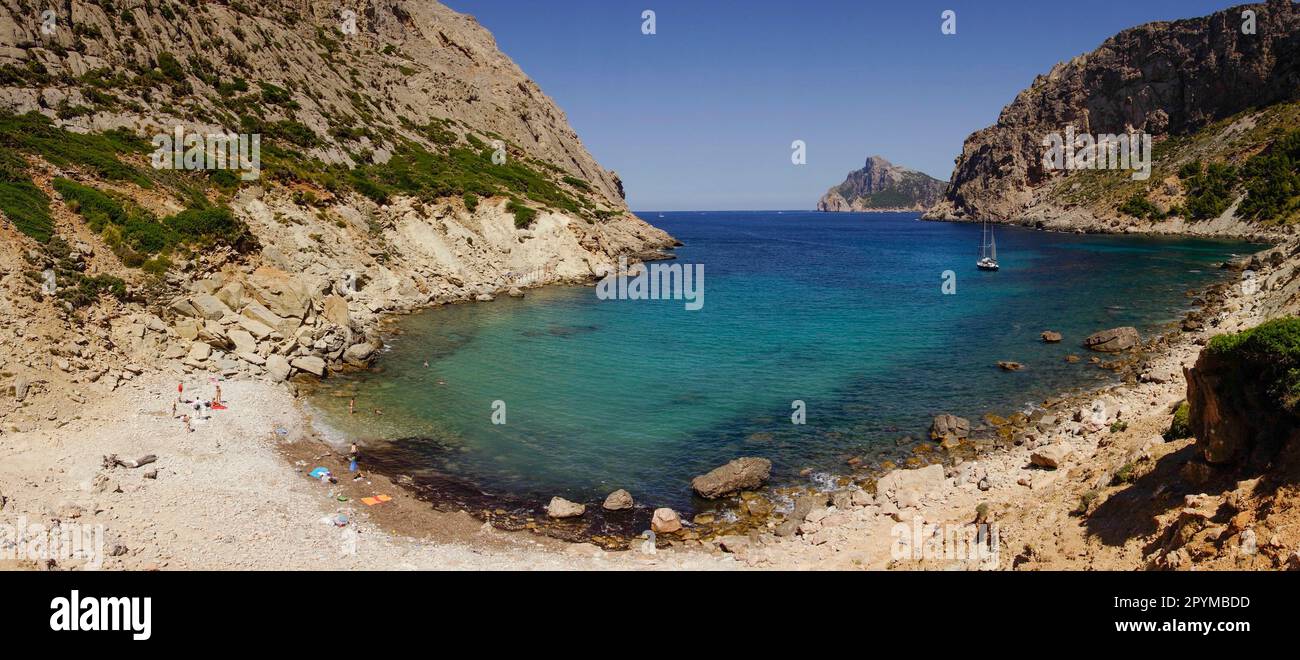 playa de Cala Boquer, peninsula de Formentor, Pollença. Parque natural de la Sierra de Tramuntana. Mallorca. Islas Baleares. Spain. Stock Photo