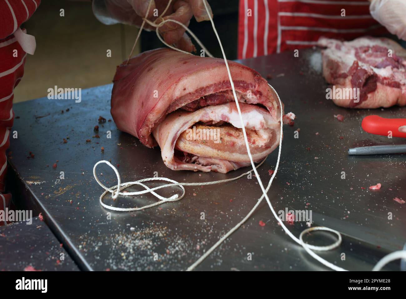 Porchetta di Testa ,Pig's Head Roulade Stock Photo