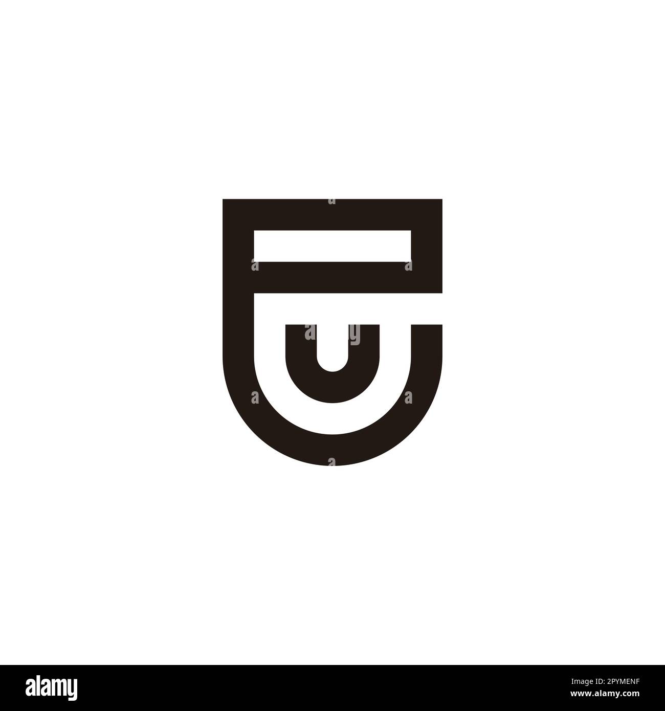 Letter U in e shield geometric symbol simple logo vector Stock Vector