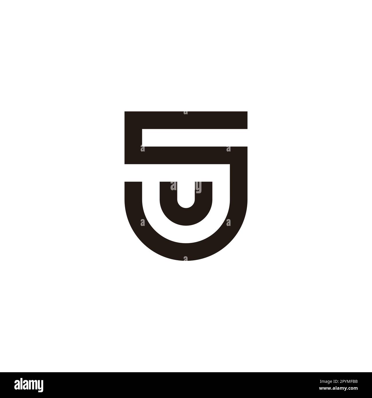 Letter U in S shield geometric symbol simple logo vector Stock Vector