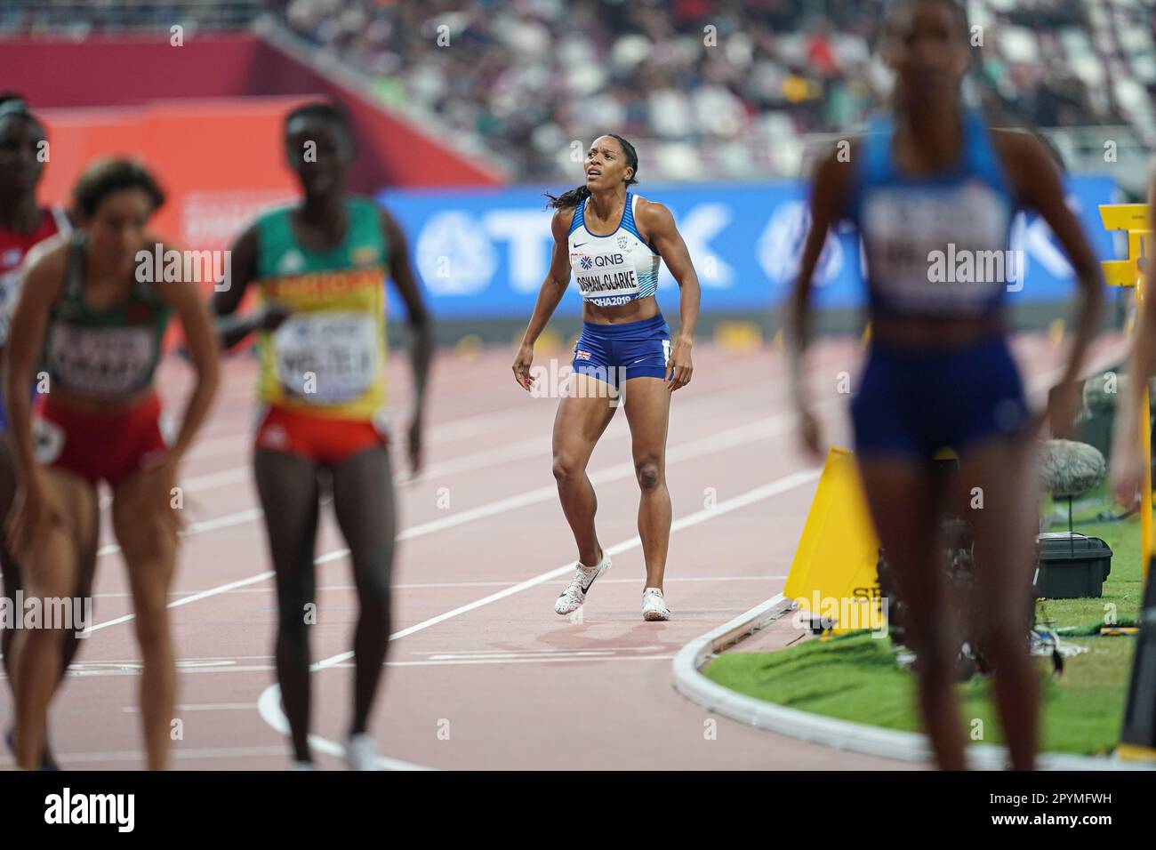 Shelayna Oskan-Clarke running the 800m at the 2019 World Athletics ...