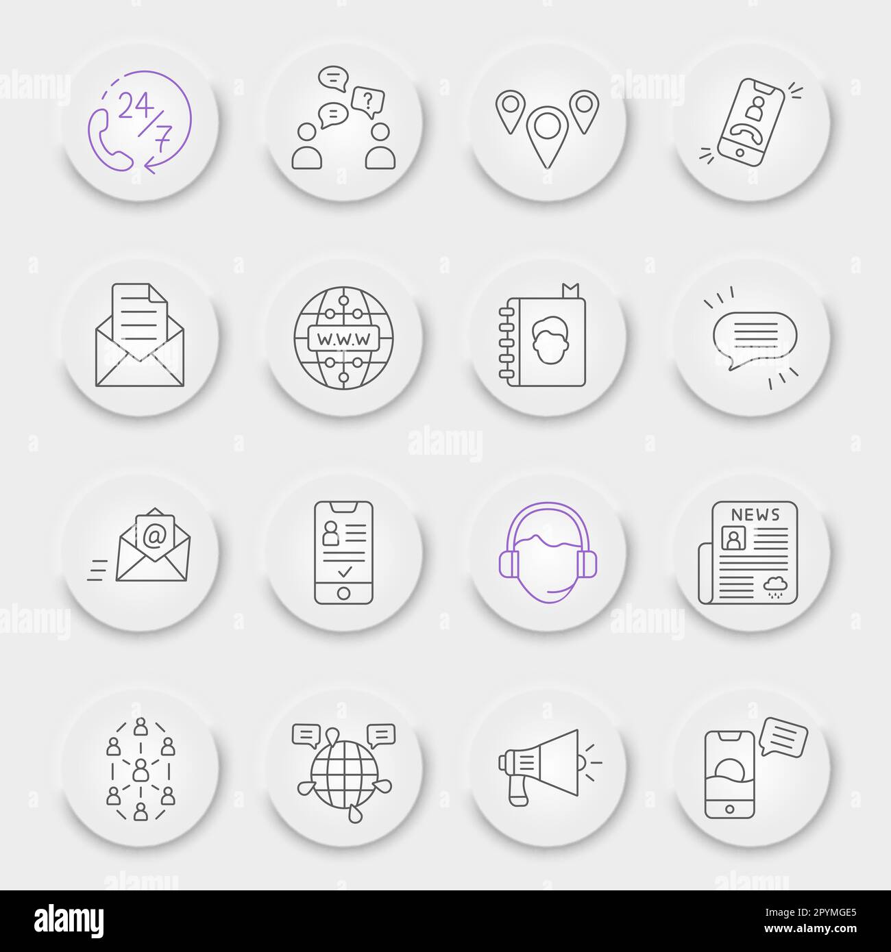 Icon set contact hi-res stock photography and images - Alamy