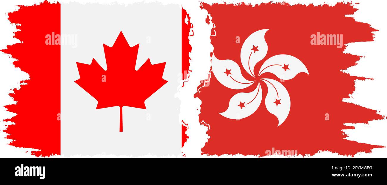 Hong Kong and Canada grunge flags connection, vector Stock Vector Image
