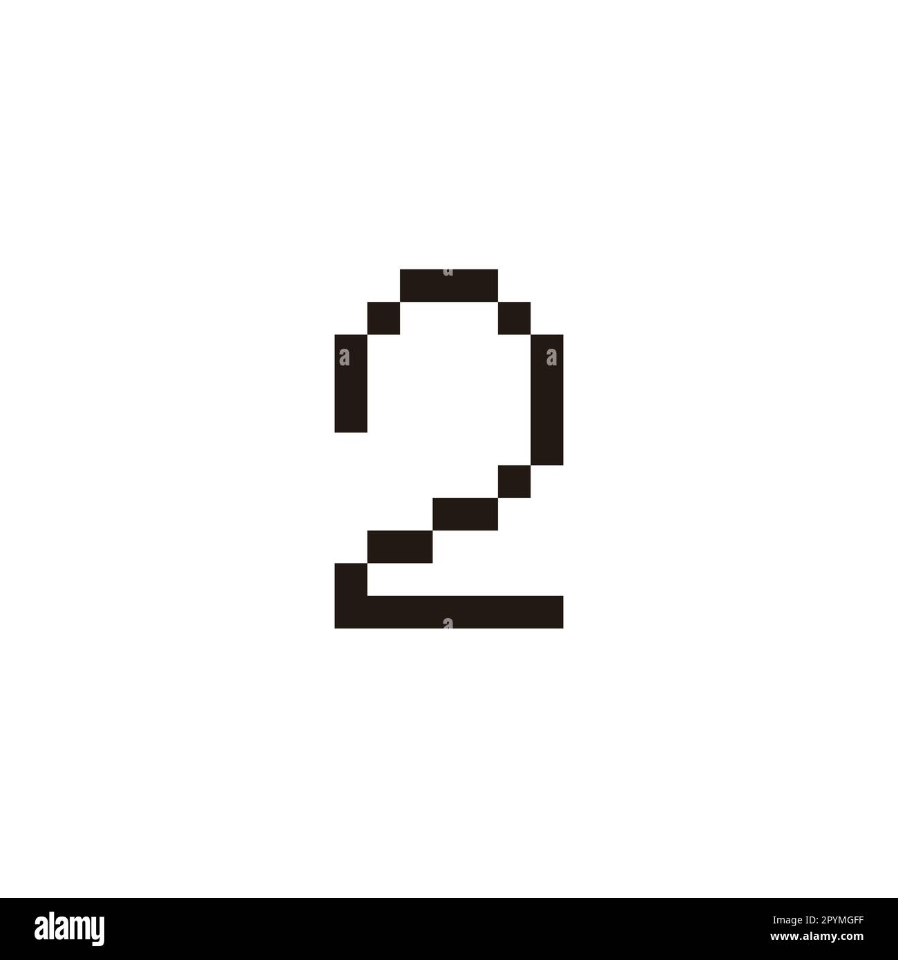 Number 2 pixels geometric symbol simple logo vector Stock Vector