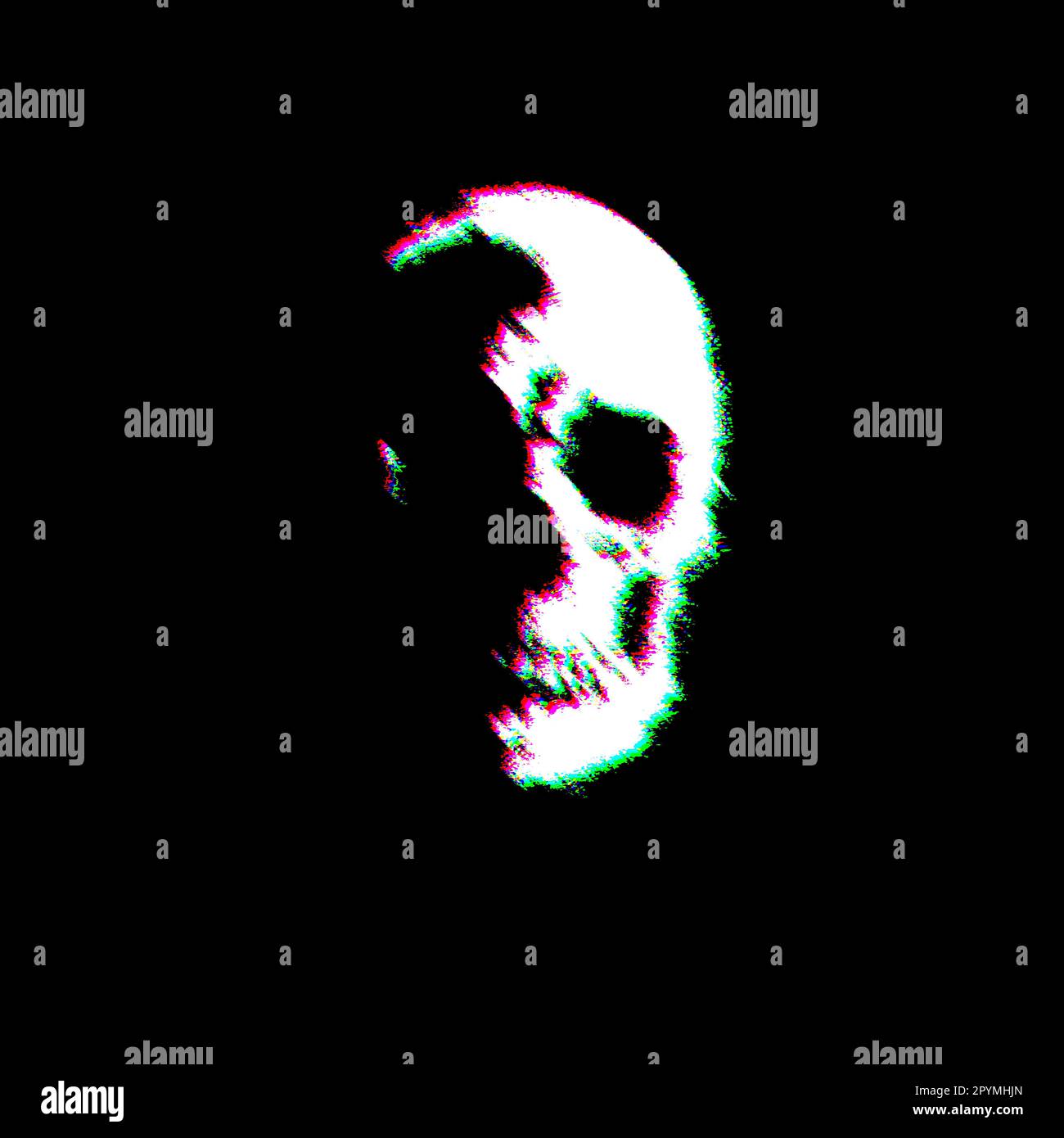 White Black Skull Grudge Scratched Dirty Style Punk Print Symbol illustration Stock Photo