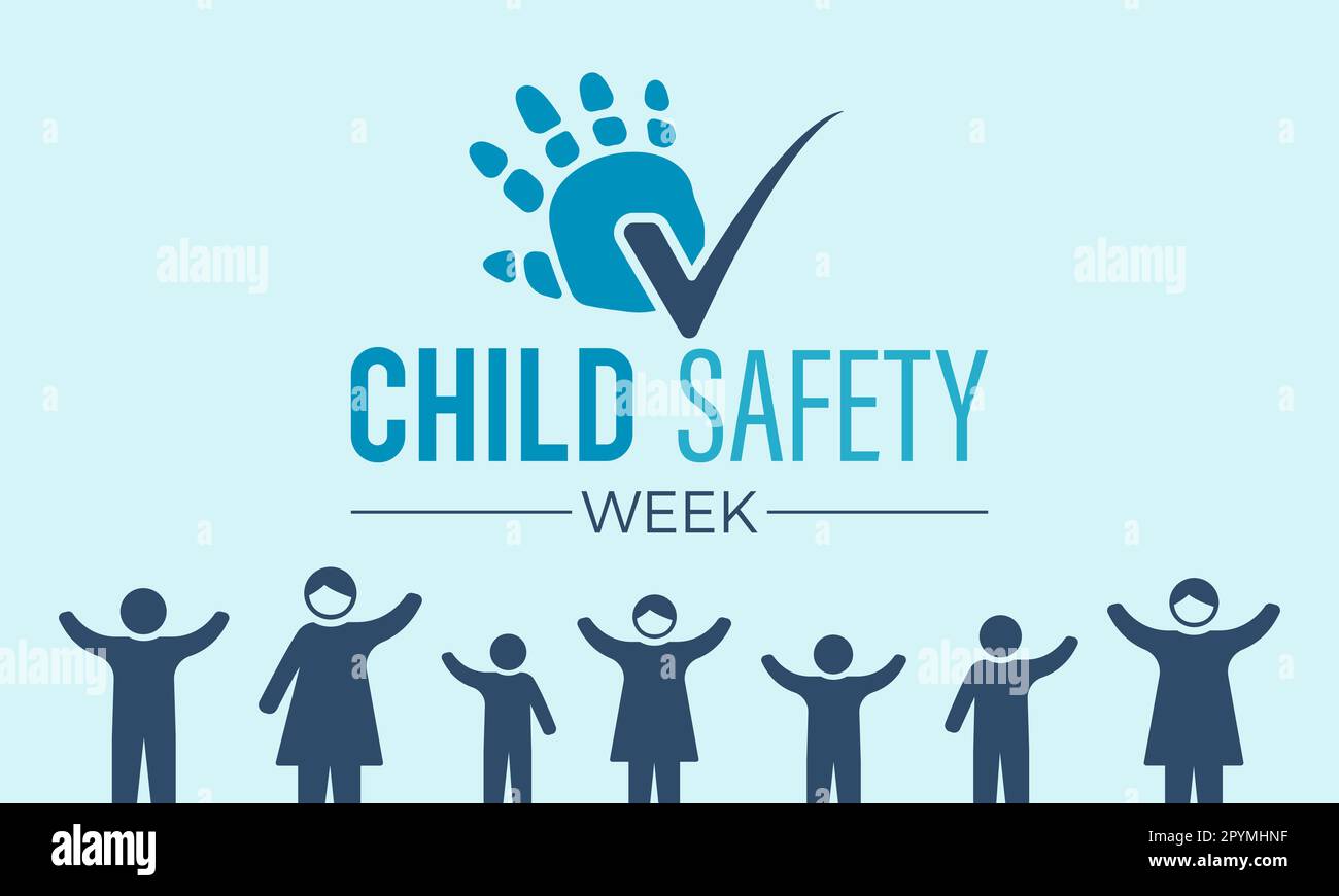 Child safety week awareness month concept observed in every year 6th-12th june. Child safety week vector template for banner, greeting card, poster wi Stock Vector