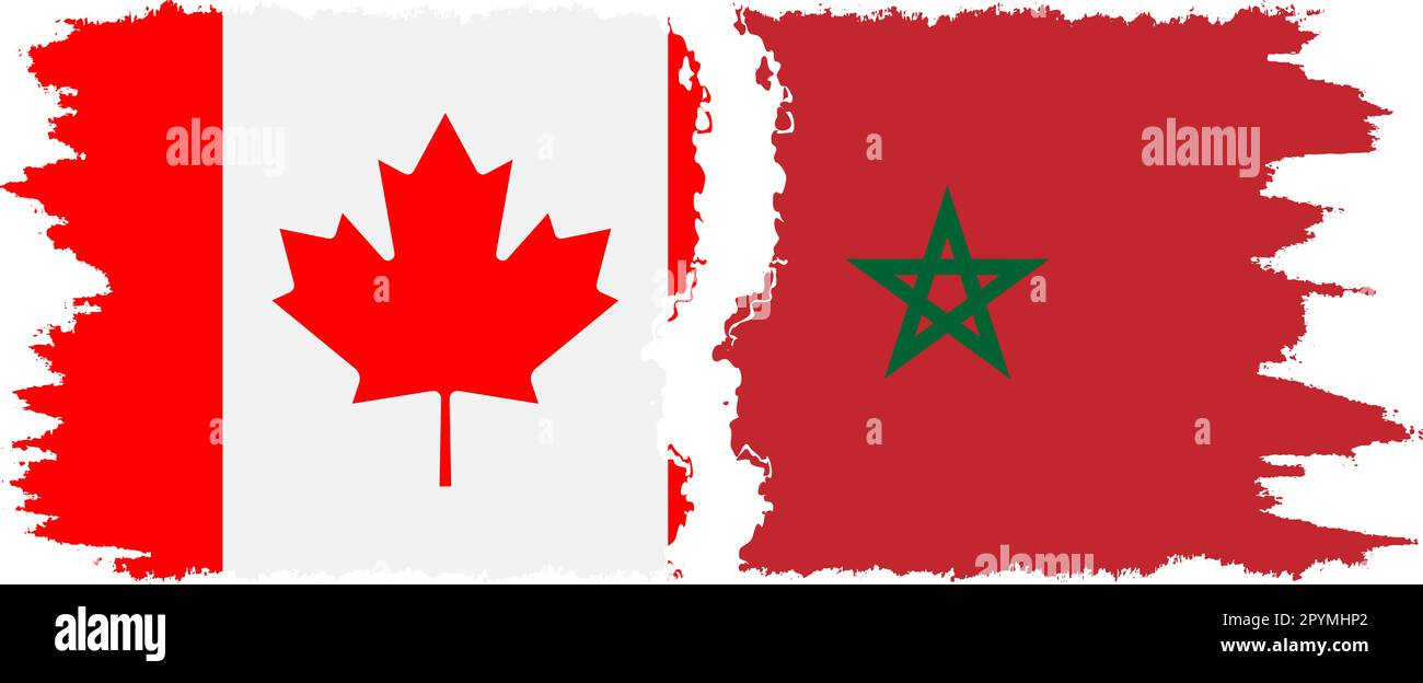 Morocco and Canada grunge flags connection, vector Stock Vector Image