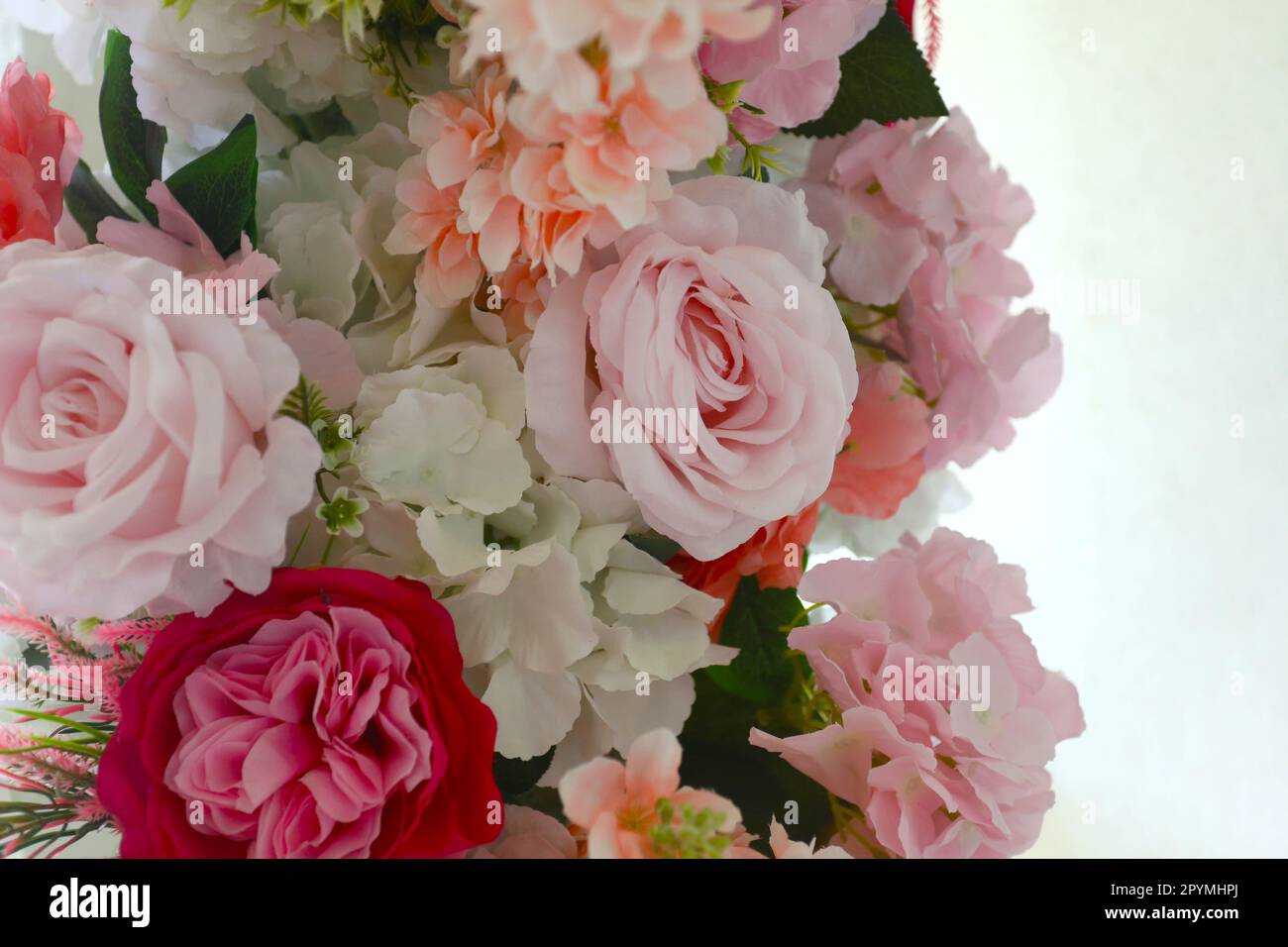Fake flowers decorate the interior of a hotel, Beautiful colors of fake