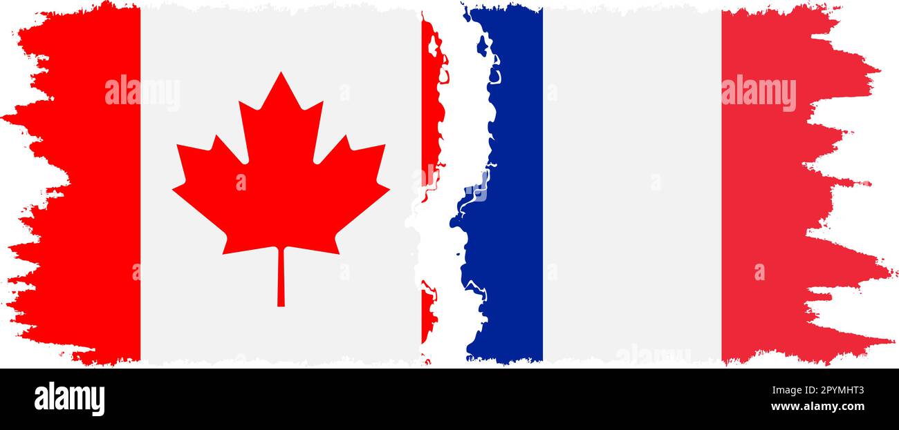 France and Canada grunge flags connection, vector Stock Vector Image