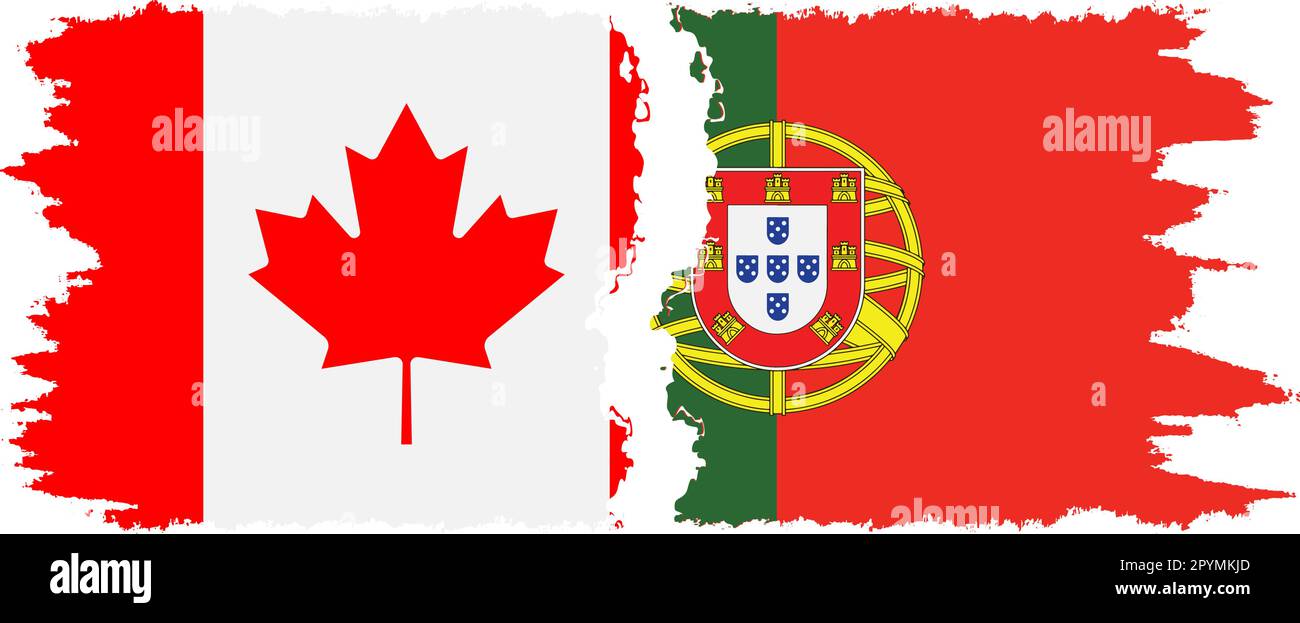 Portugal and Canada grunge flags connection, vector Stock Vector Image