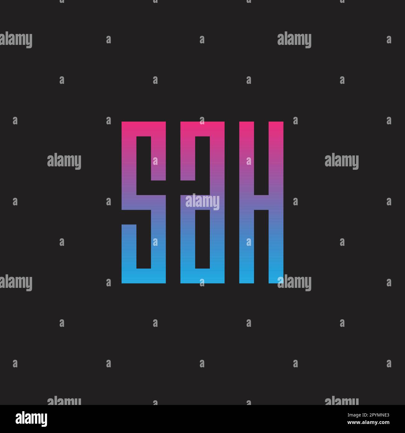 Letter S, a and H square, rectangle geometric symbol simple logo vector Stock Vector