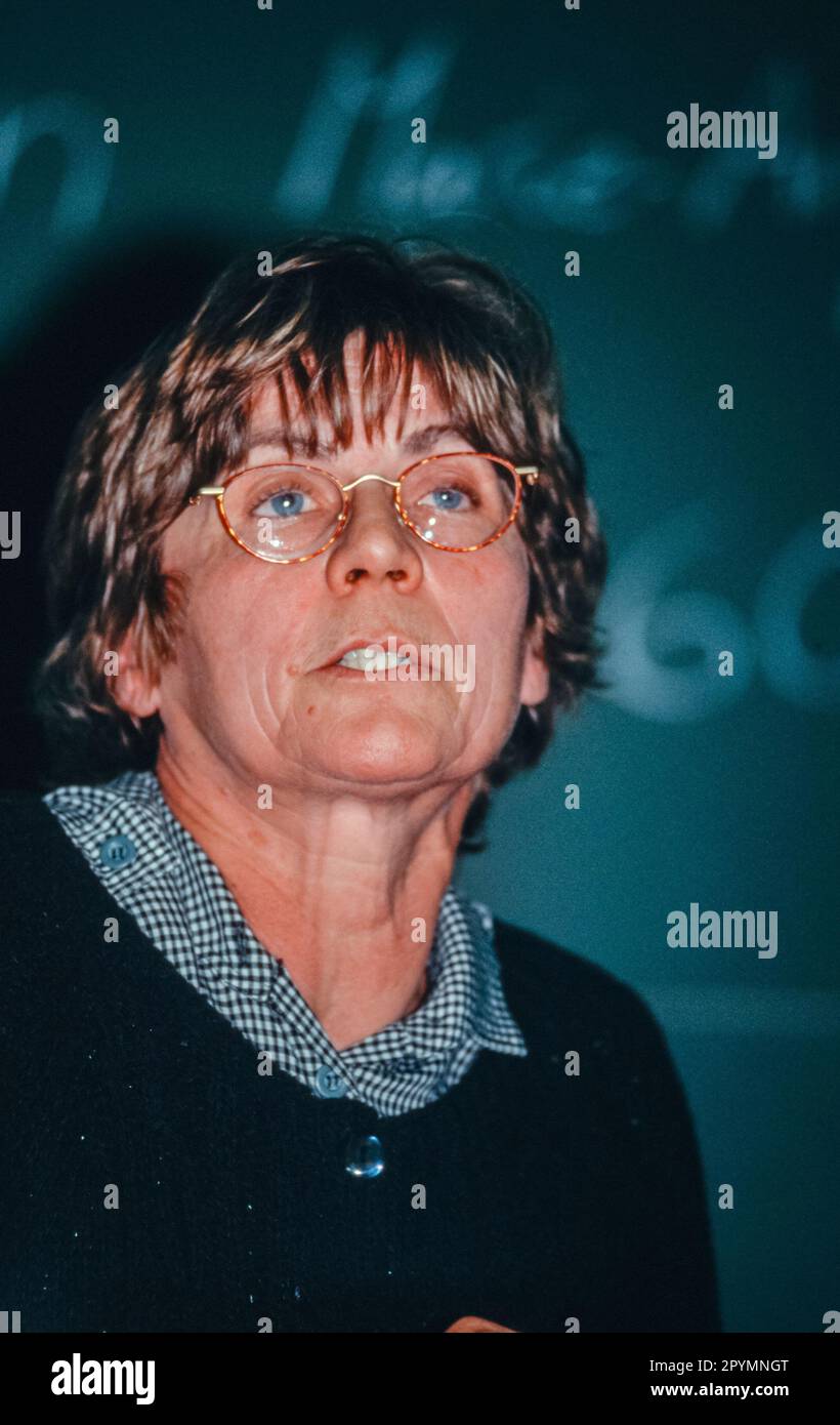 Paris, France, Portrait Mairie-Ange SCHILTZ, French Sociology Scientist, in Act Up Paris Meeting, Presenting Research on Gay Male Community, 1996 Stock Photo