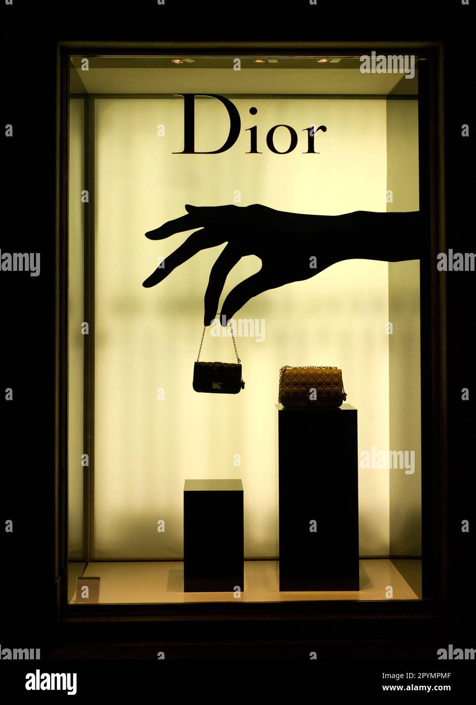 Dior shop window at night, central Rome, Italy. Stock Photo