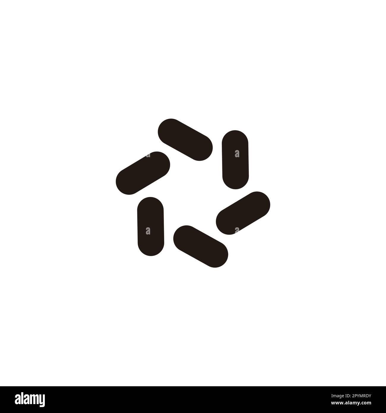 Six Capsules, round geometric symbol simple logo vector Stock Vector