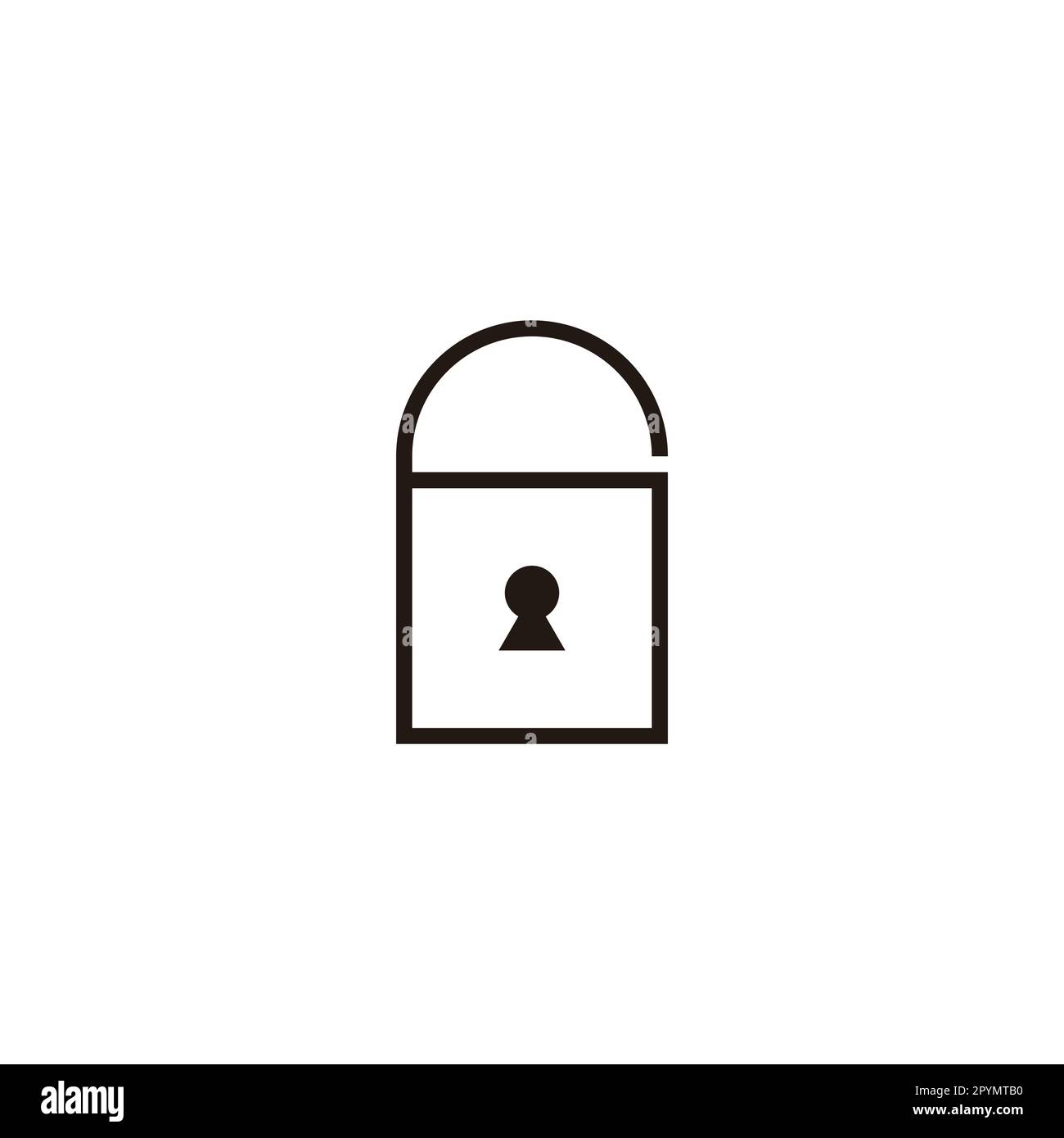 Number 6 padlock, line geometric symbol simple logo vector Stock Vector