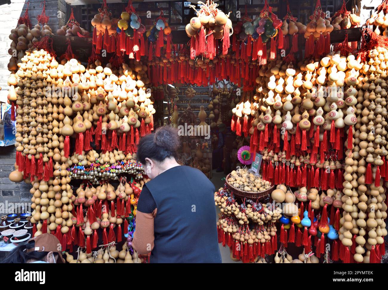 Crowded Chinese Street Market Stock Photo