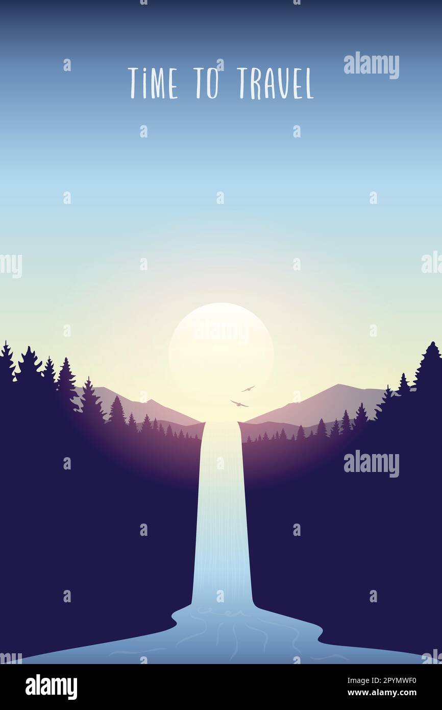 Beautiful mountain river waterfall in Stock Vector Images - Alamy