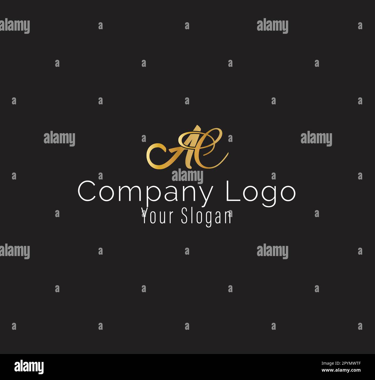 AC elegant logo template in gold color, vector file .eps 10, text and color is easy to edit Stock Vector
