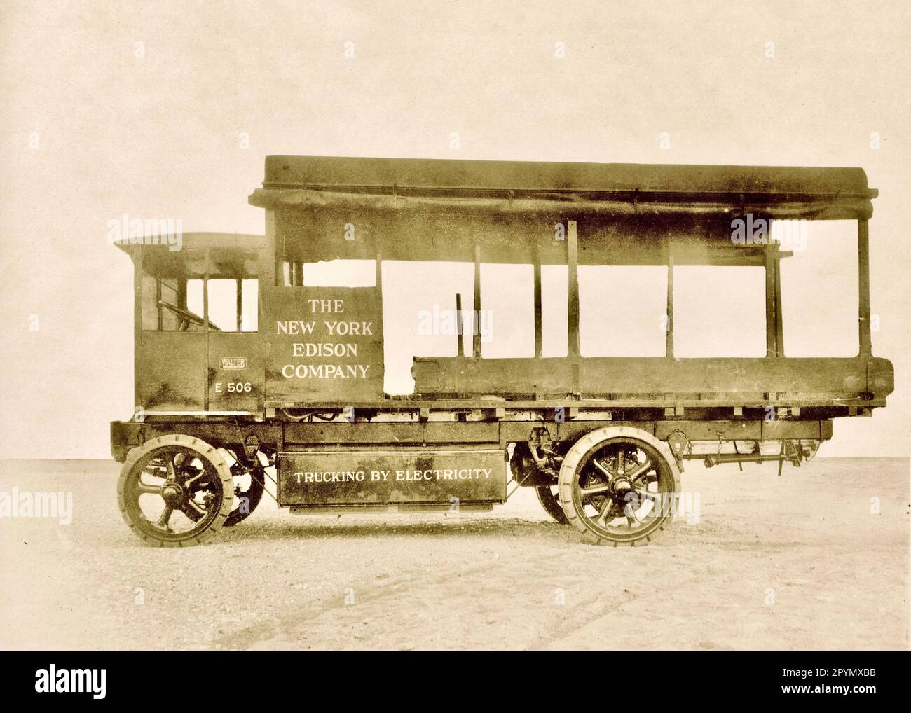Electric Truck early 1900s, Old Electric Truck about 1900, New York Edison Company, EV History Stock Photo