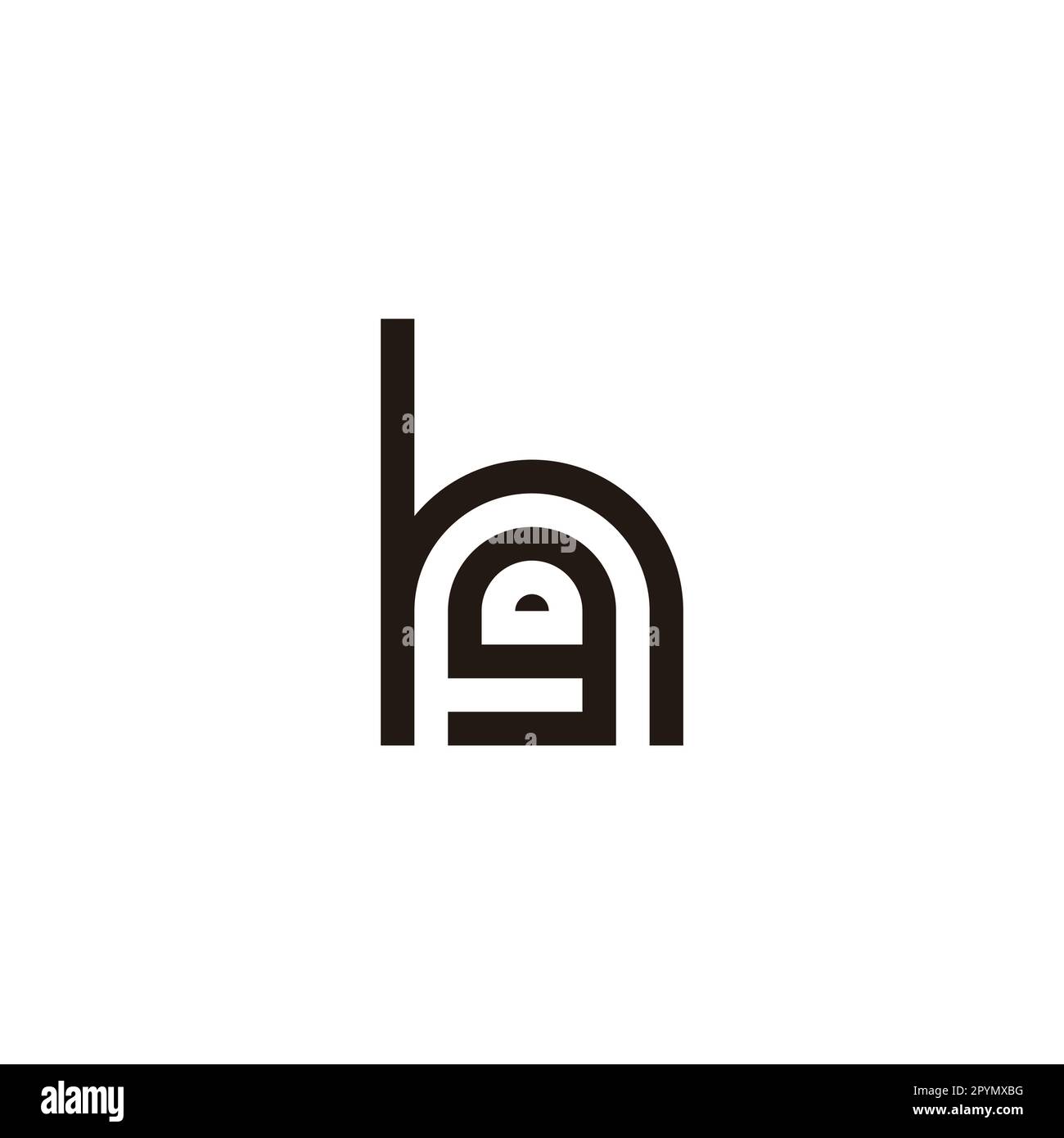 Letter g and h curve geometric symbol simple logo vector Stock Vector
