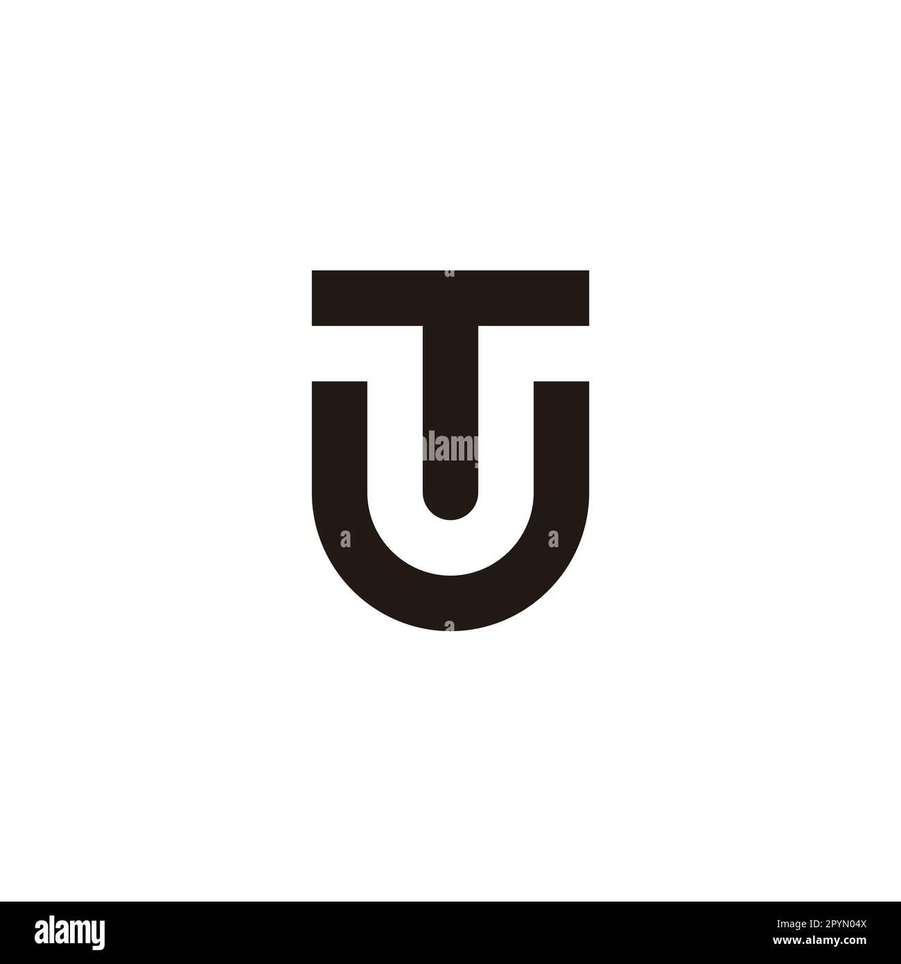 Letter T and U shield geometric symbol simple logo vector Stock Vector