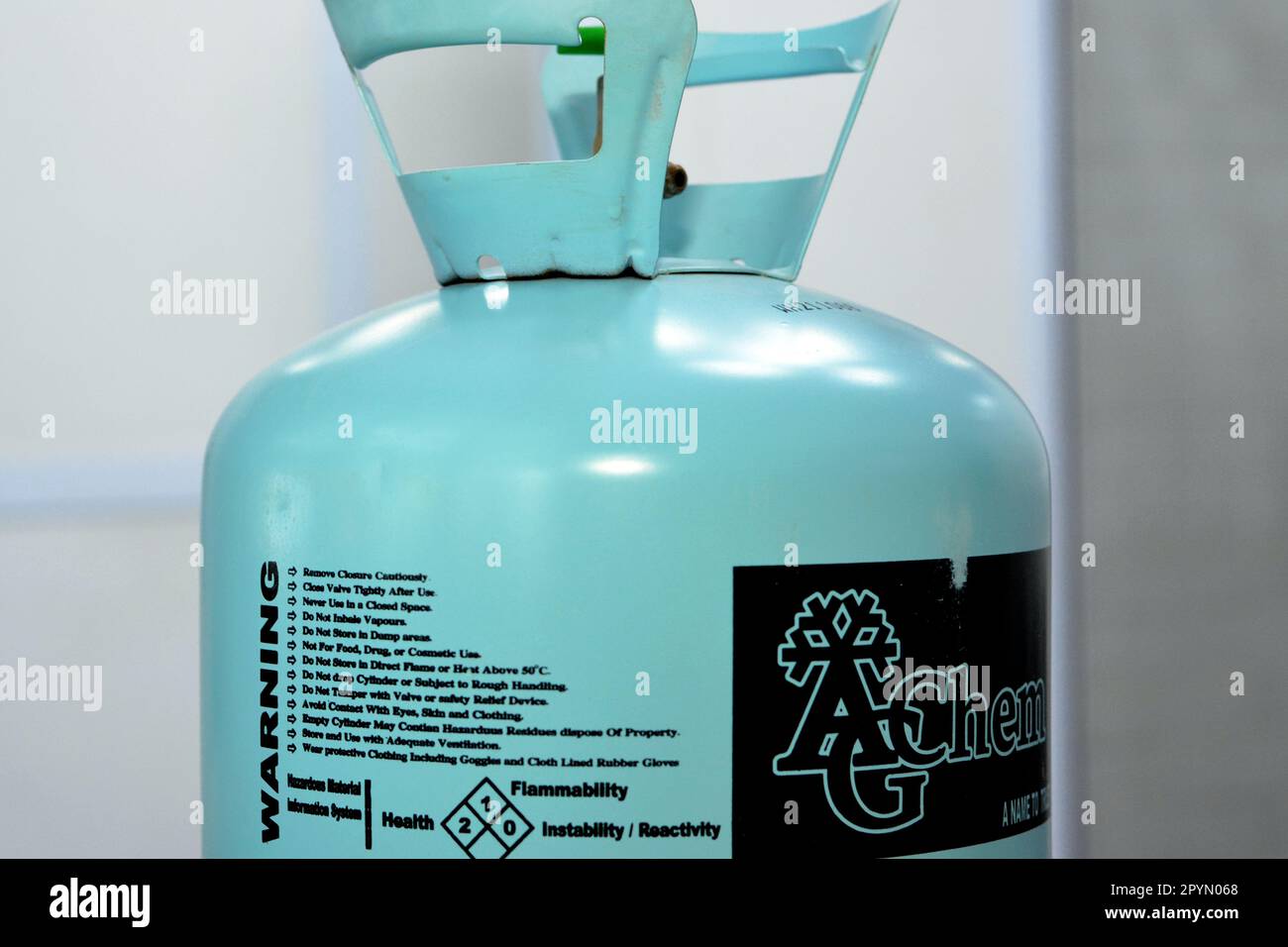 Cairo, Egypt, May 2 2023 BTTRI GAS R 134a Freon , a colorless gas at room temperature