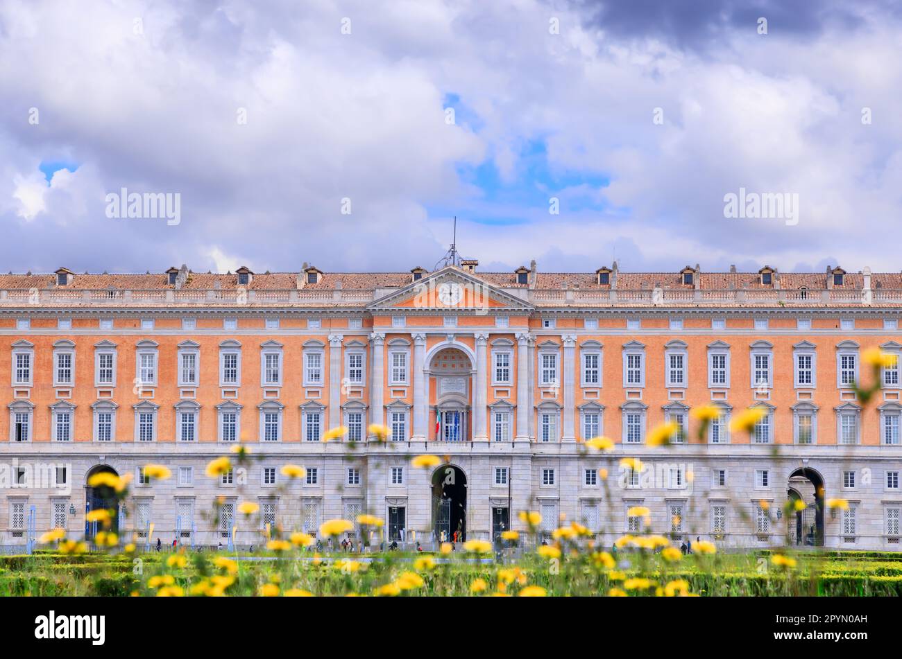 Royal Palace of Caserta in Italy: view of the main facade. Stock Photo
