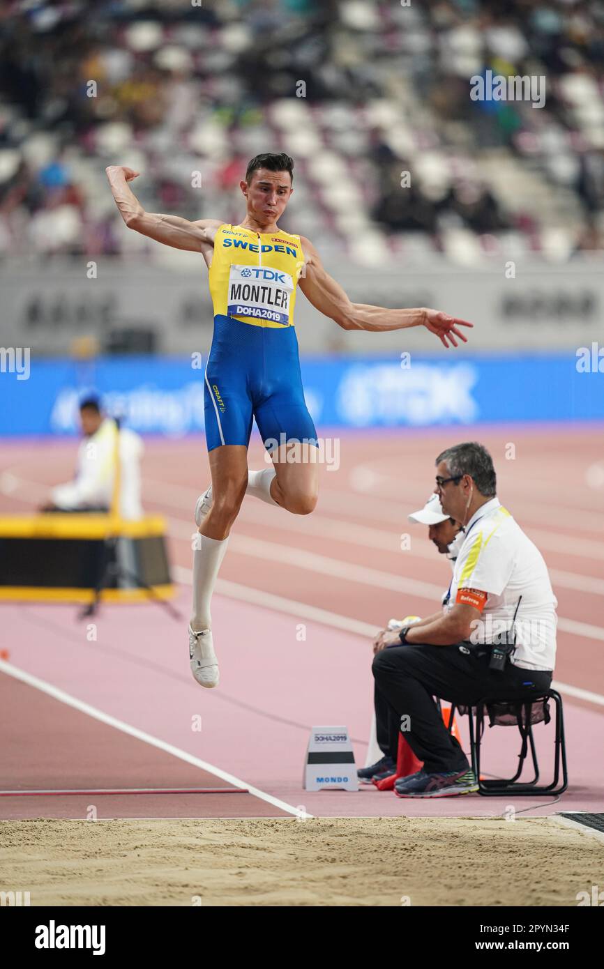 Thobias Montler in the long jump at the Doha 2019 World Athletics