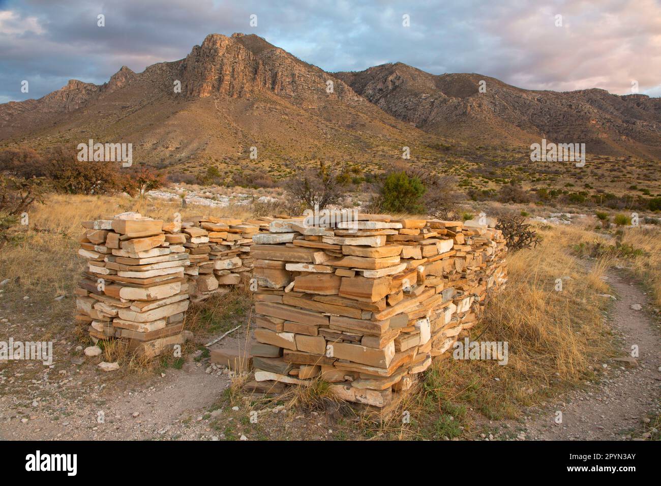 Butterfield Stage Station Ruins, Guadalupe Mountains National Park, Texas Stock Photo