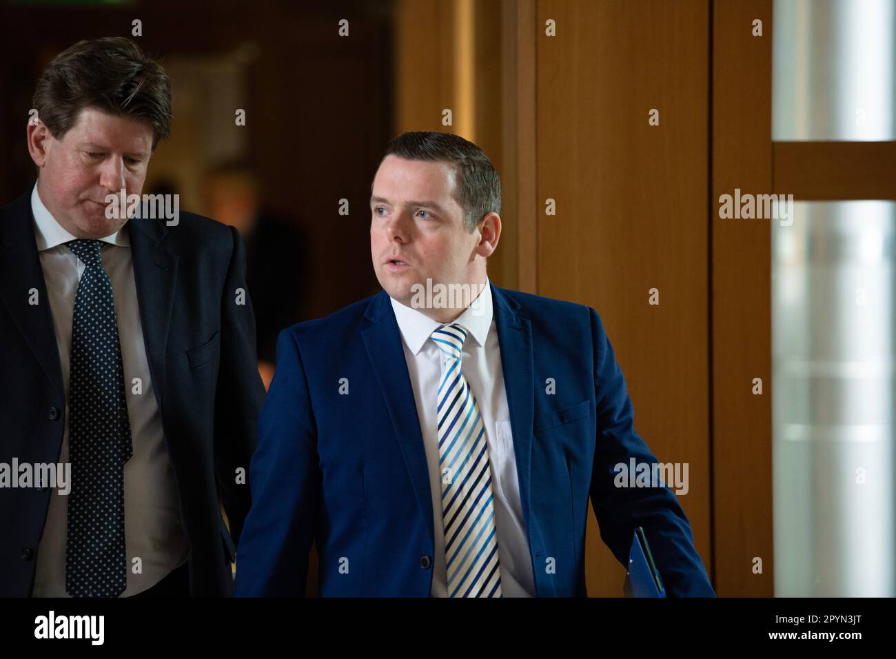 Edinburgh, Scotland, UK. 4th May, 2023. PICTURED: Douglas Ross MSP MP, Scottish Tory Leader. Scenes inside Holyrood showing the corridor and chamber views of the MSPs at the weekly session of First Ministers Questions (FMQs). Credit: Colin D Fisher/CDFIMAGES.COM Credit: Colin Fisher/Alamy Live News Stock Photo