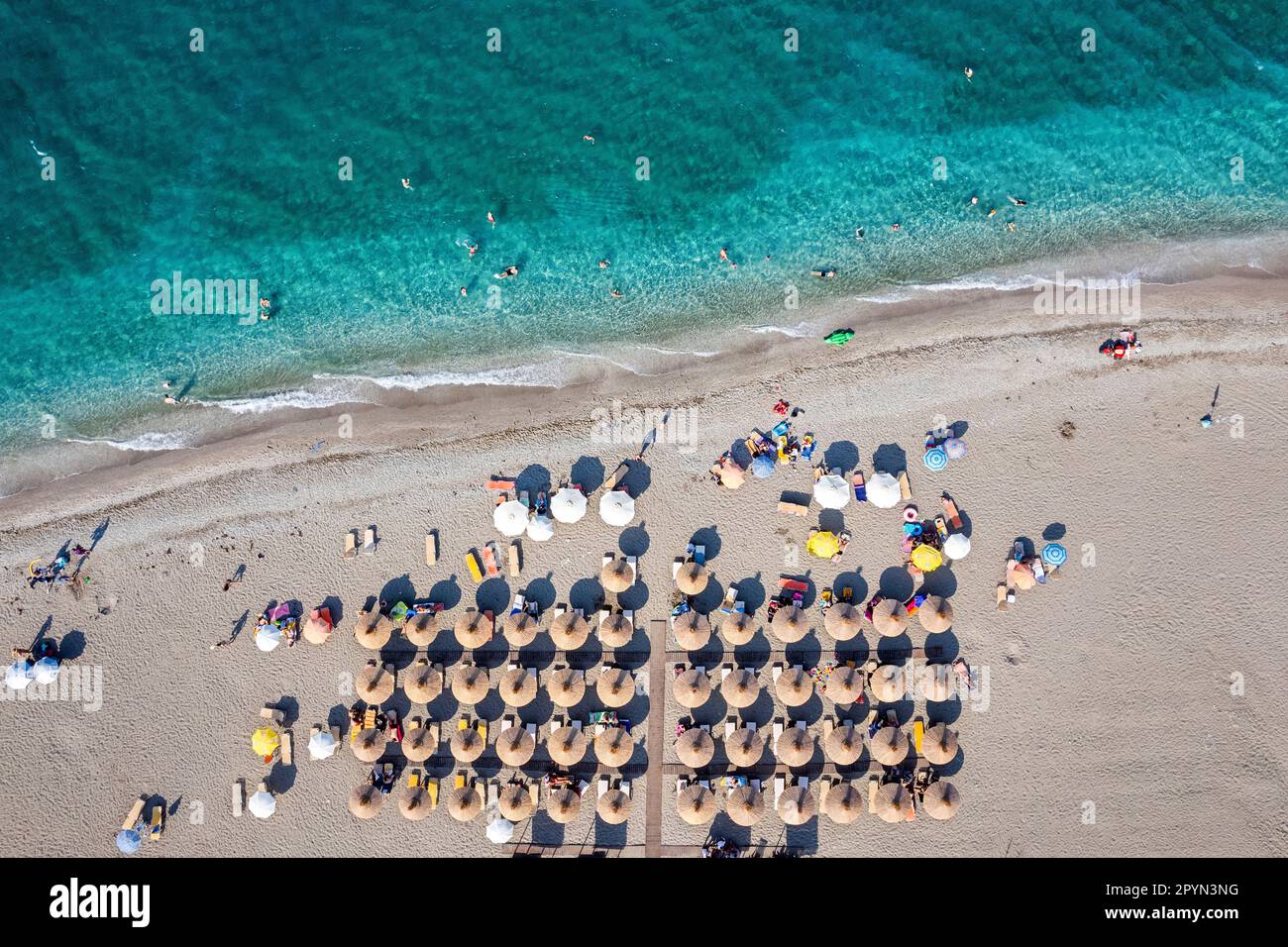 One of the beaches at Koutsoupia village, Municipality of Agia, Larissa, Thessaly, Greece. Stock Photo