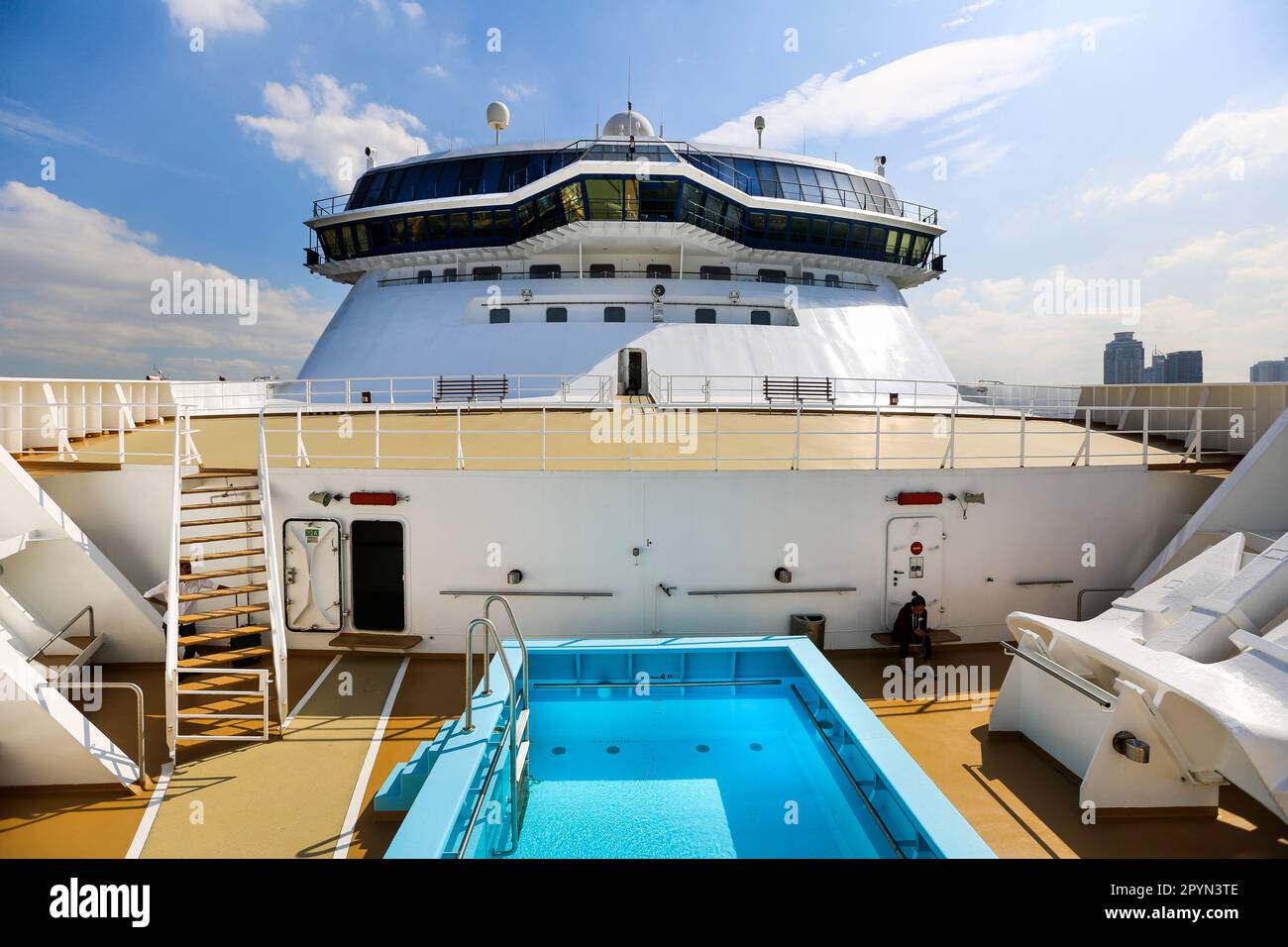 Foredeck on Resorts World One cruise ship (former Explorer Dream, SuperStar Virgo), crew pool