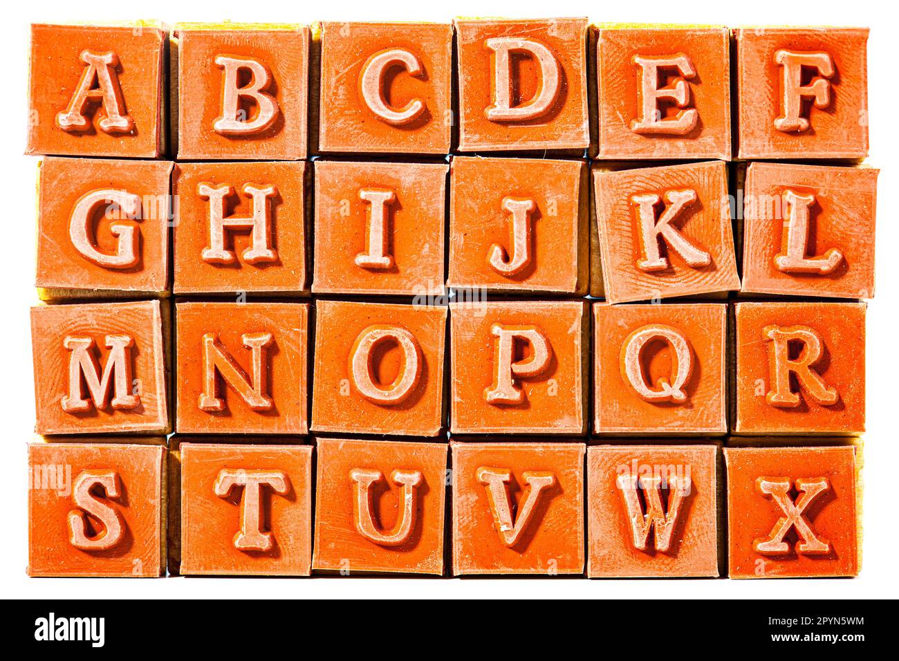 rubber stamps with wooden handle. the alphabet Stock Photo Alamy