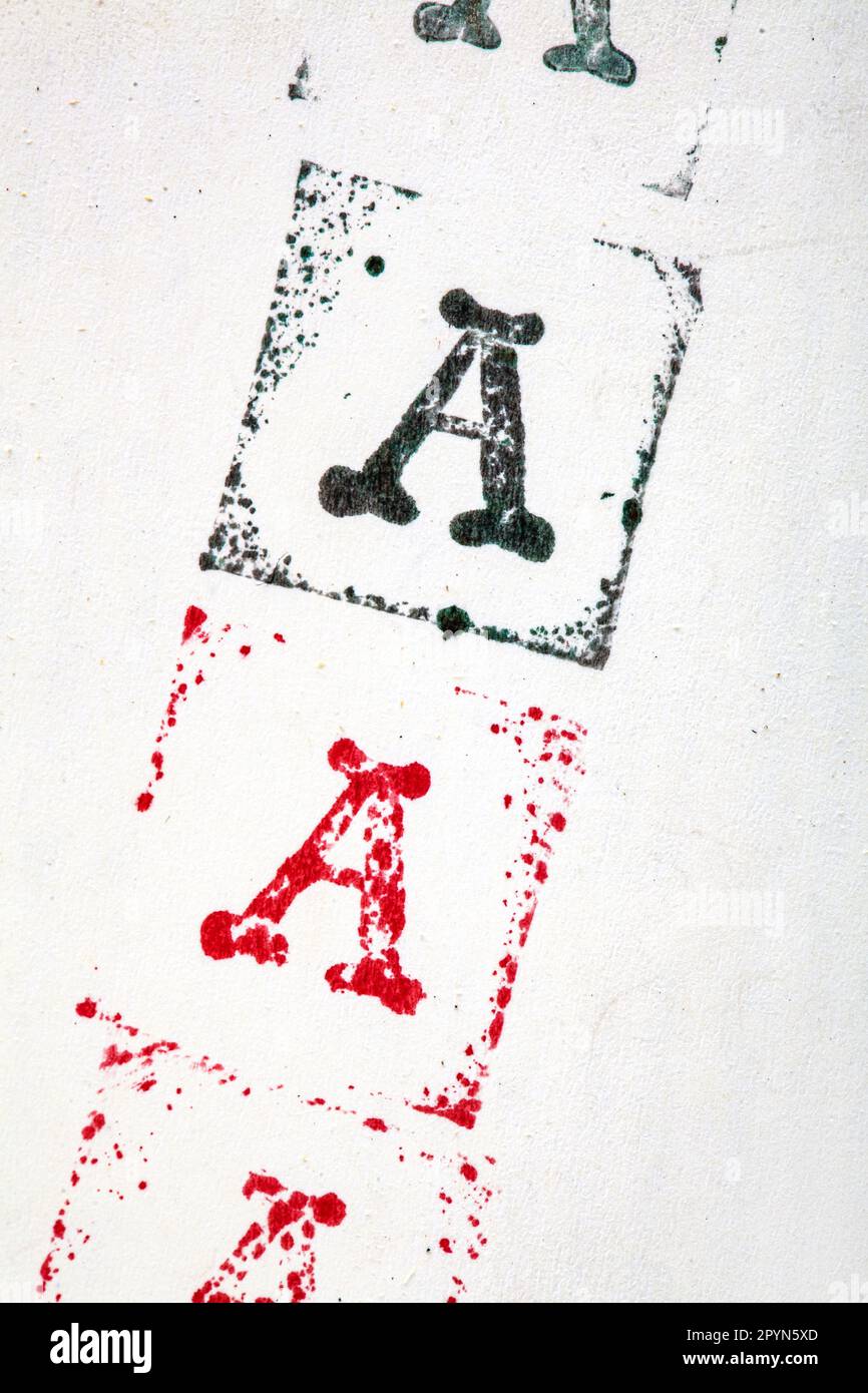Black and red letter A stamps on white paper Stock Photo Alamy