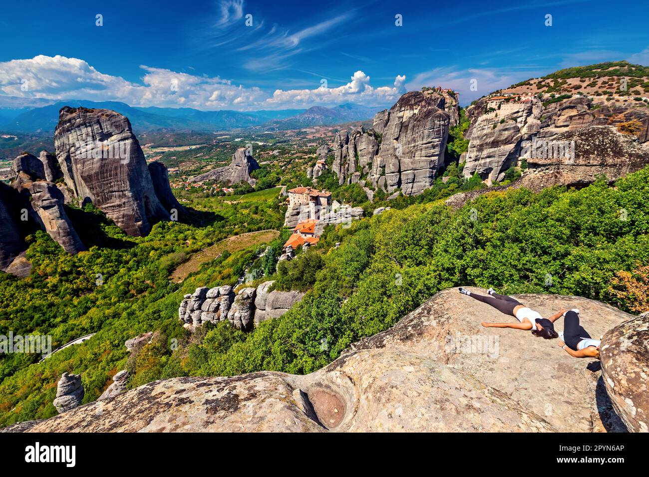 Time to relax at Meteora, Trikala, Thessaly, Greece, Stock Photo