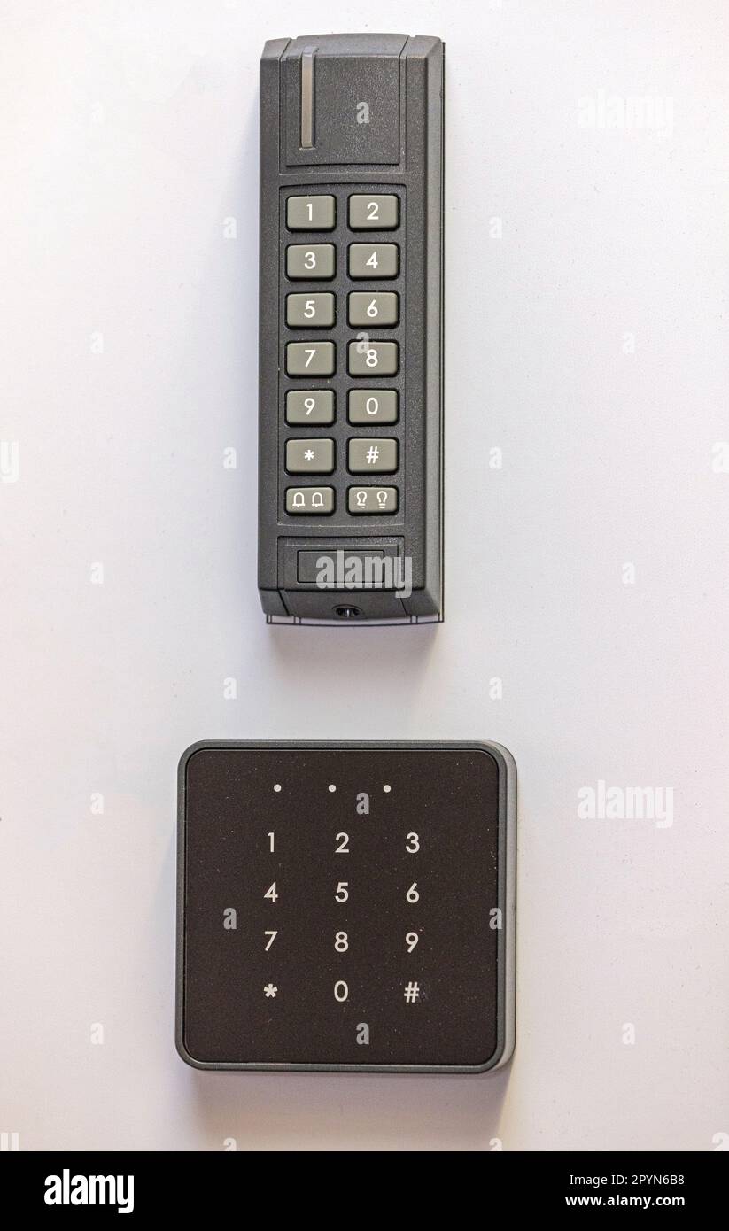 Numeric Keypads With Rfid Reader Home Security System Input Devices Stock Photo