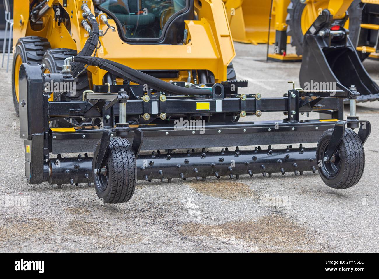 Skid Steer Attachment With Hydraulic Angle Power Box Rakes Construction ...