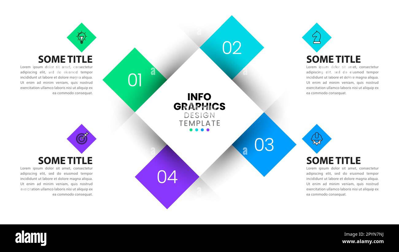 Infographic template with icons and 4 options or steps. Squares. Can be ...
